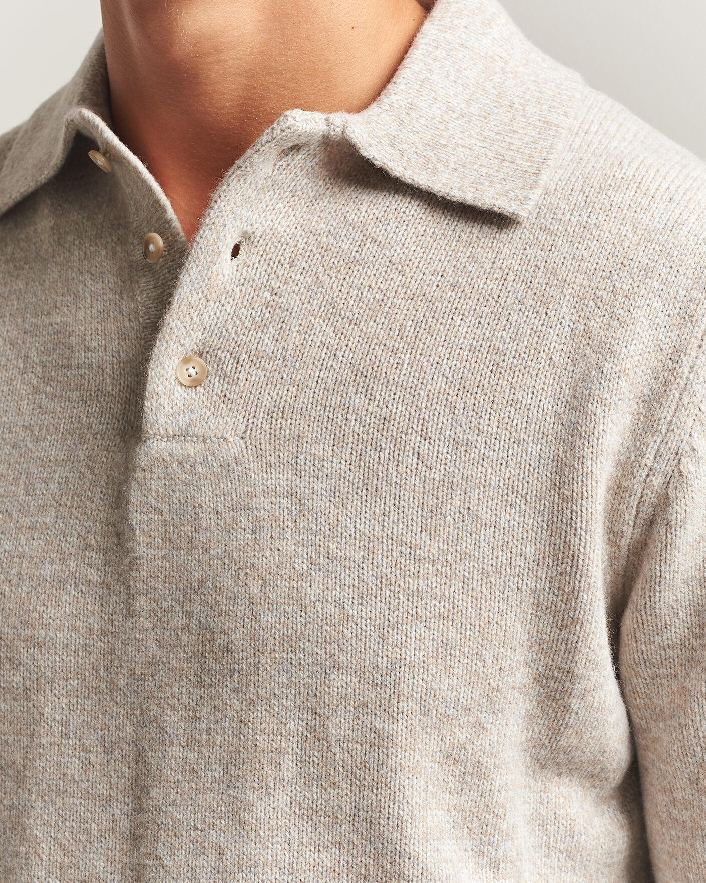 Herre | Trøjer | Morgano | Wool/Cashmere Knitted Polo Beige