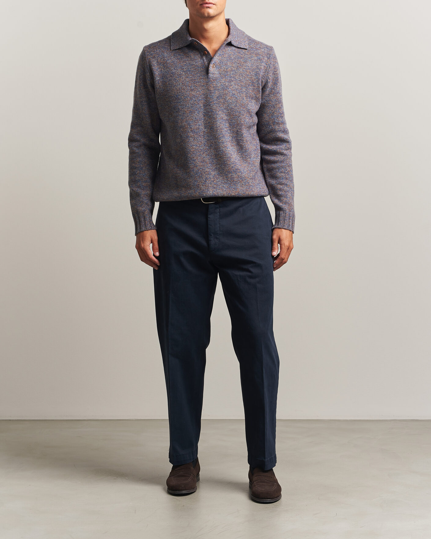 Herre | Trøjer | Morgano | Wool/Cashmere Knitted Polo Blue