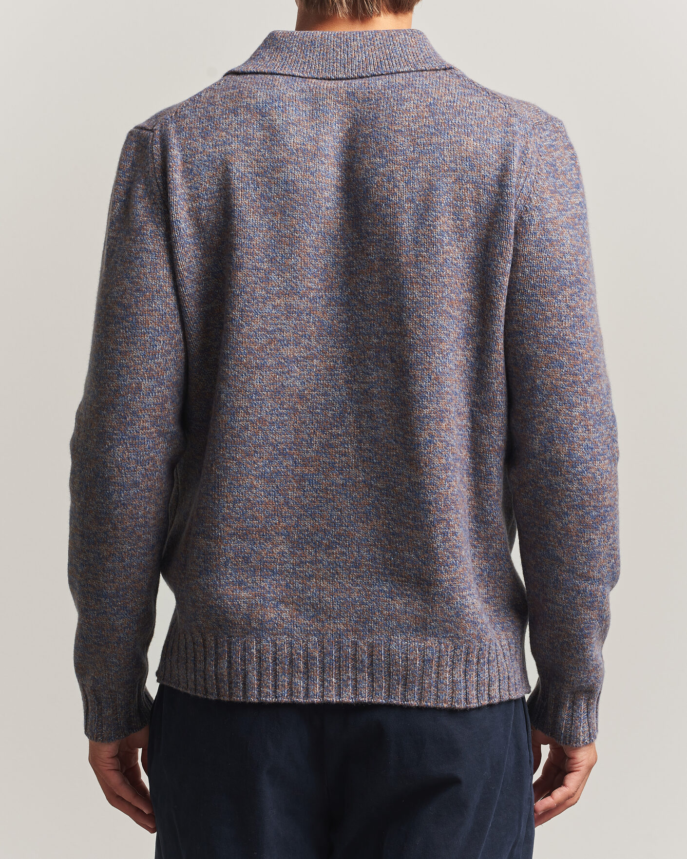 Herre | Trøjer | Morgano | Wool/Cashmere Knitted Polo Blue