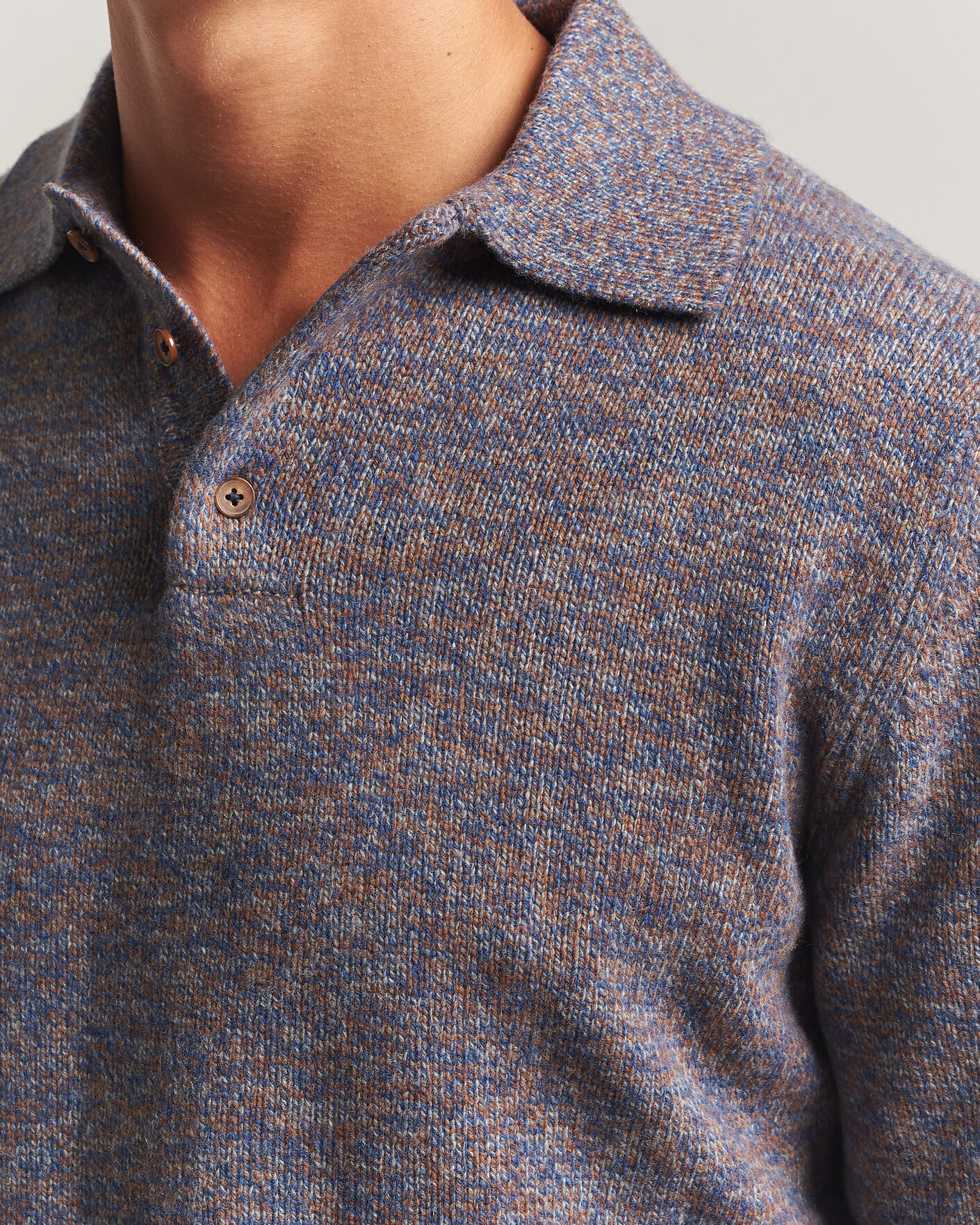 Herre | Trøjer | Morgano | Wool/Cashmere Knitted Polo Blue