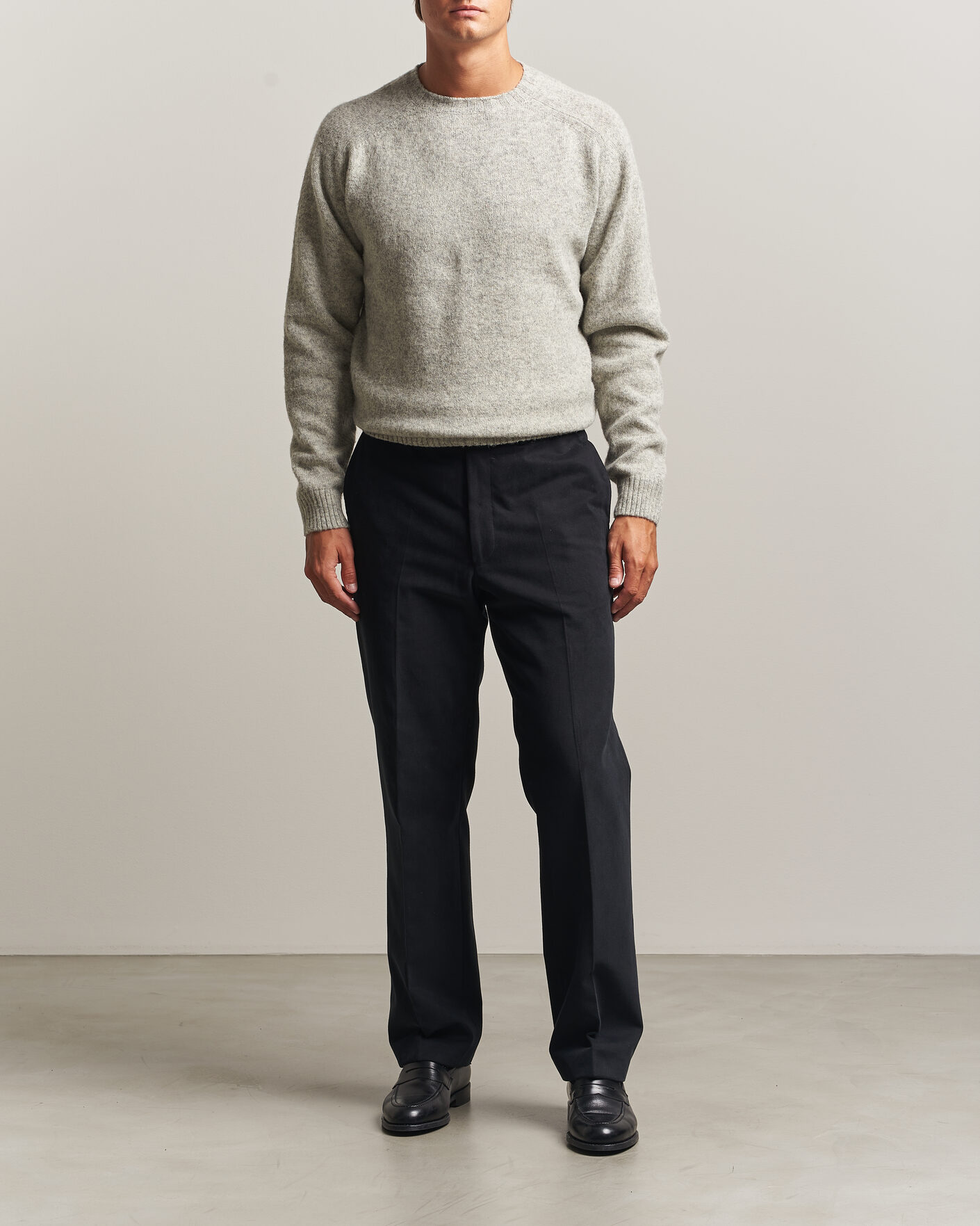 Herre | Trøjer | Morgano | Brushed Wool Crewneck Grey