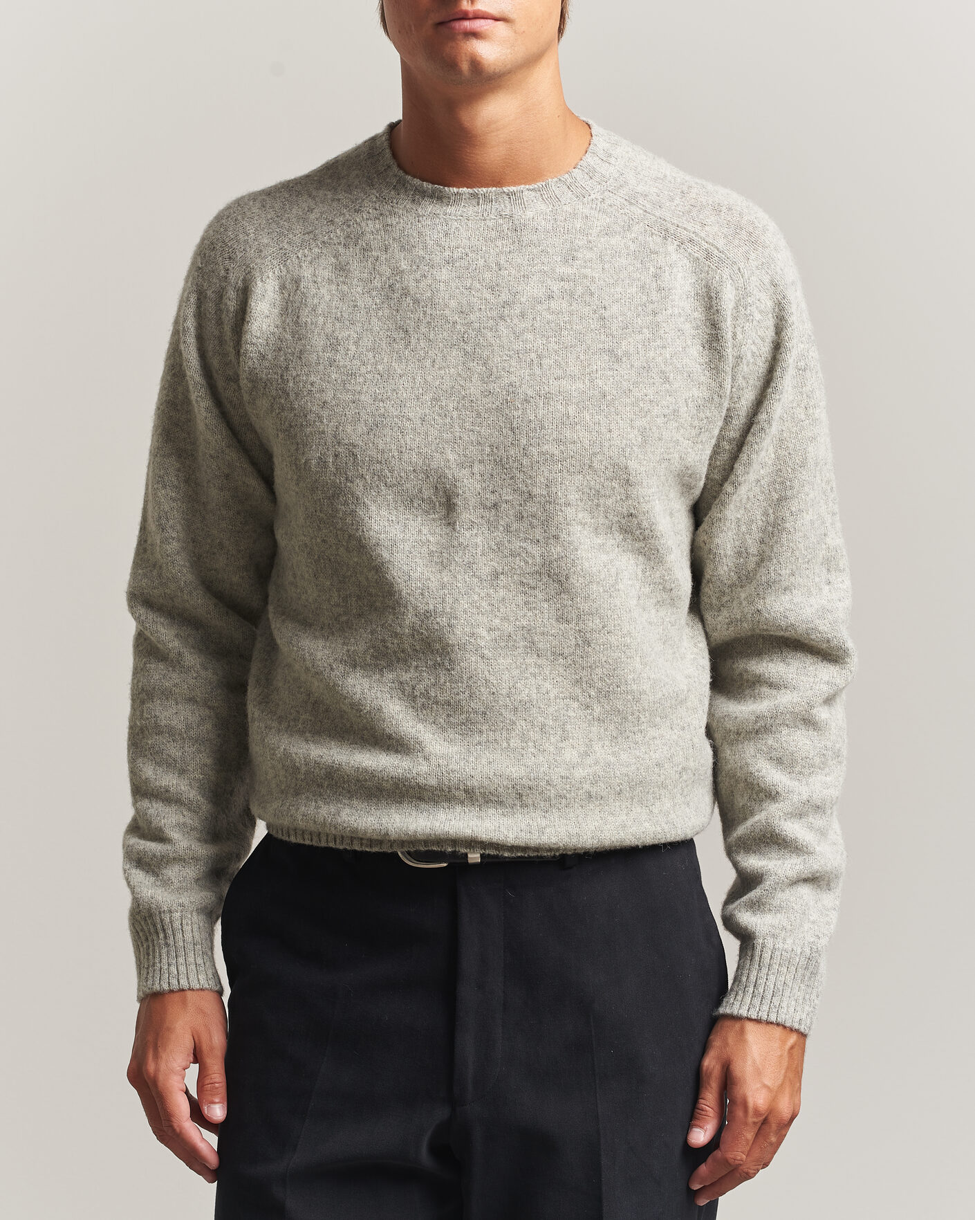 Herre | Trøjer | Morgano | Brushed Wool Crewneck Grey