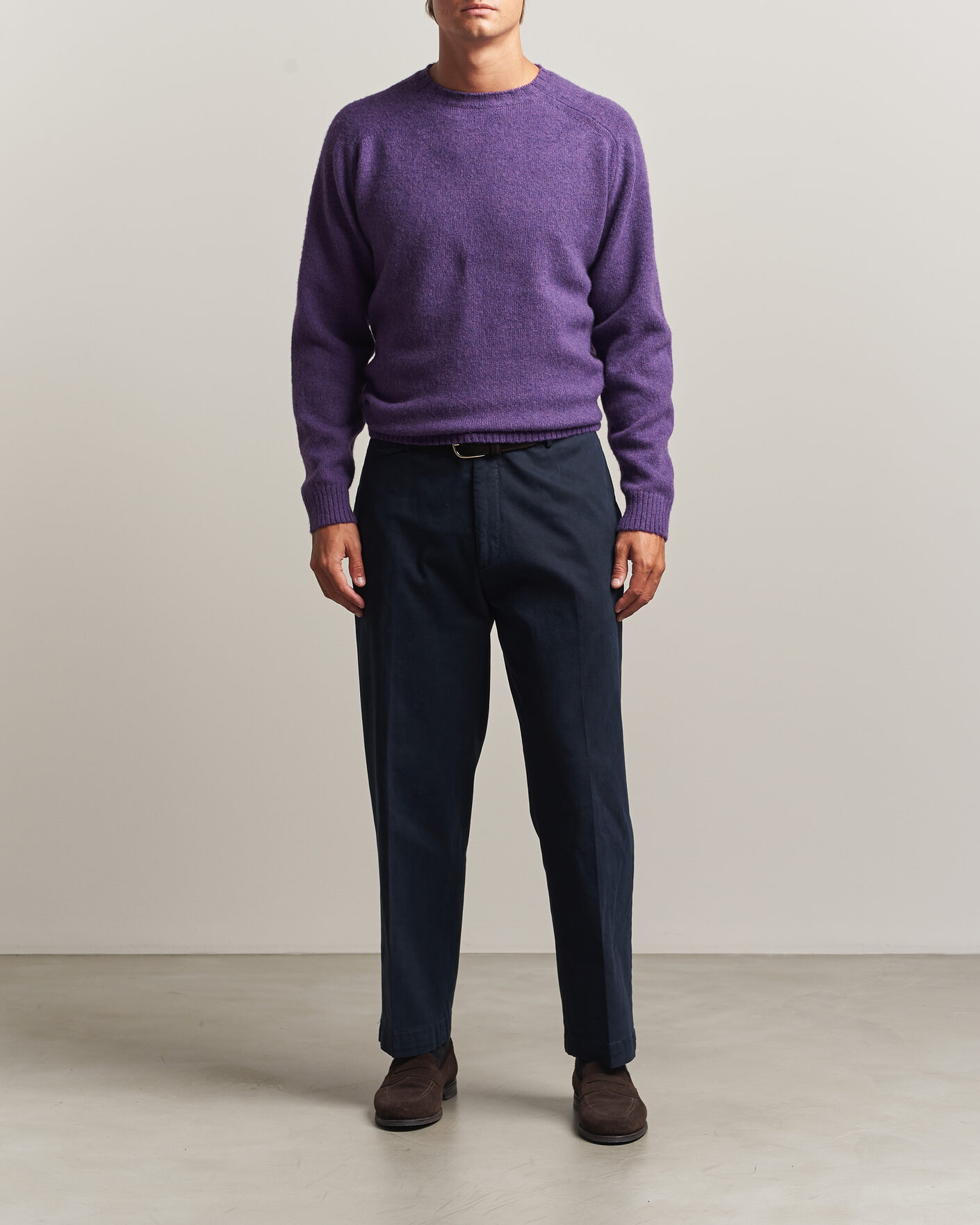 Herre | Trøjer | Morgano | Brushed Wool Crewneck Purple