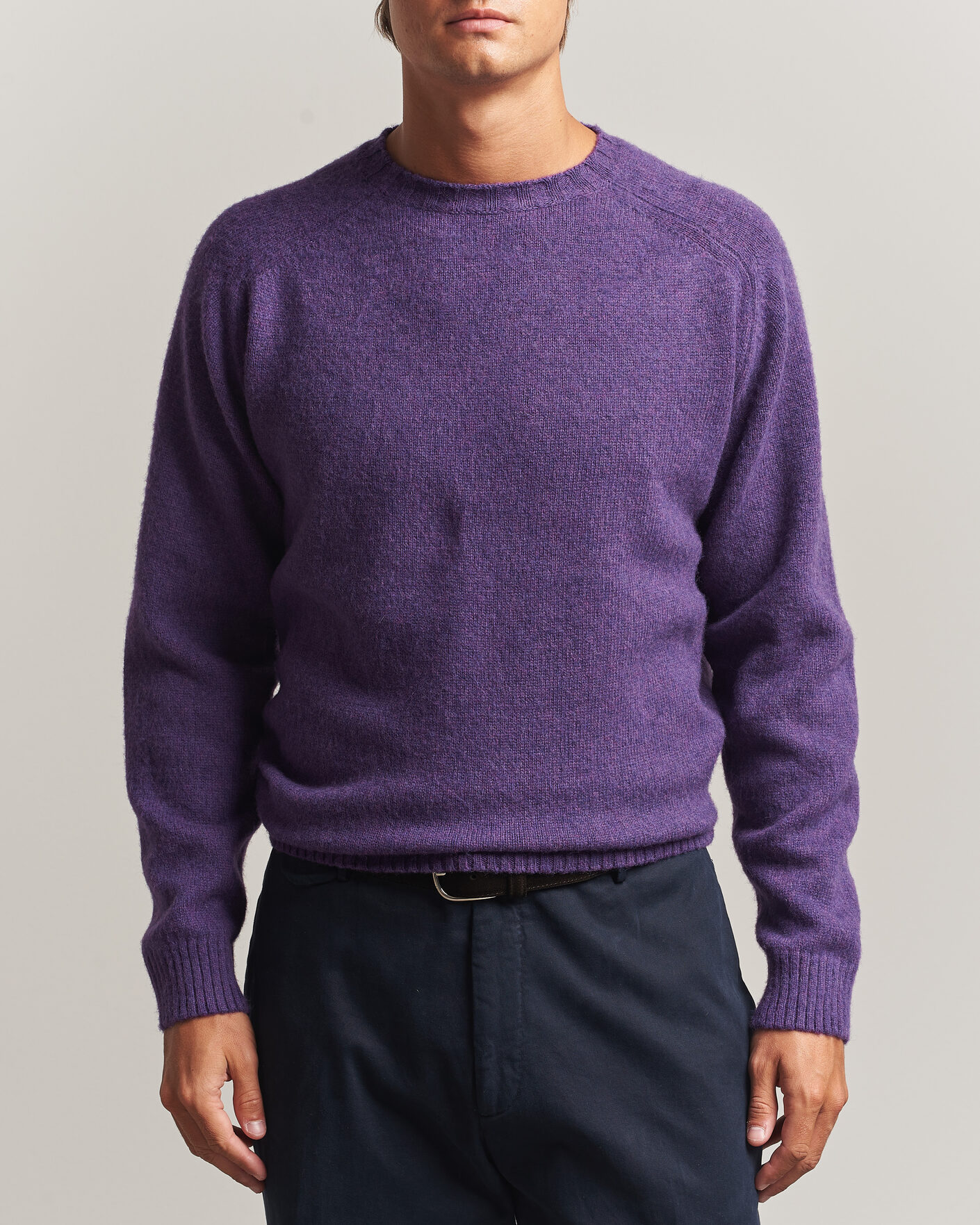 Herre | Trøjer | Morgano | Brushed Wool Crewneck Purple