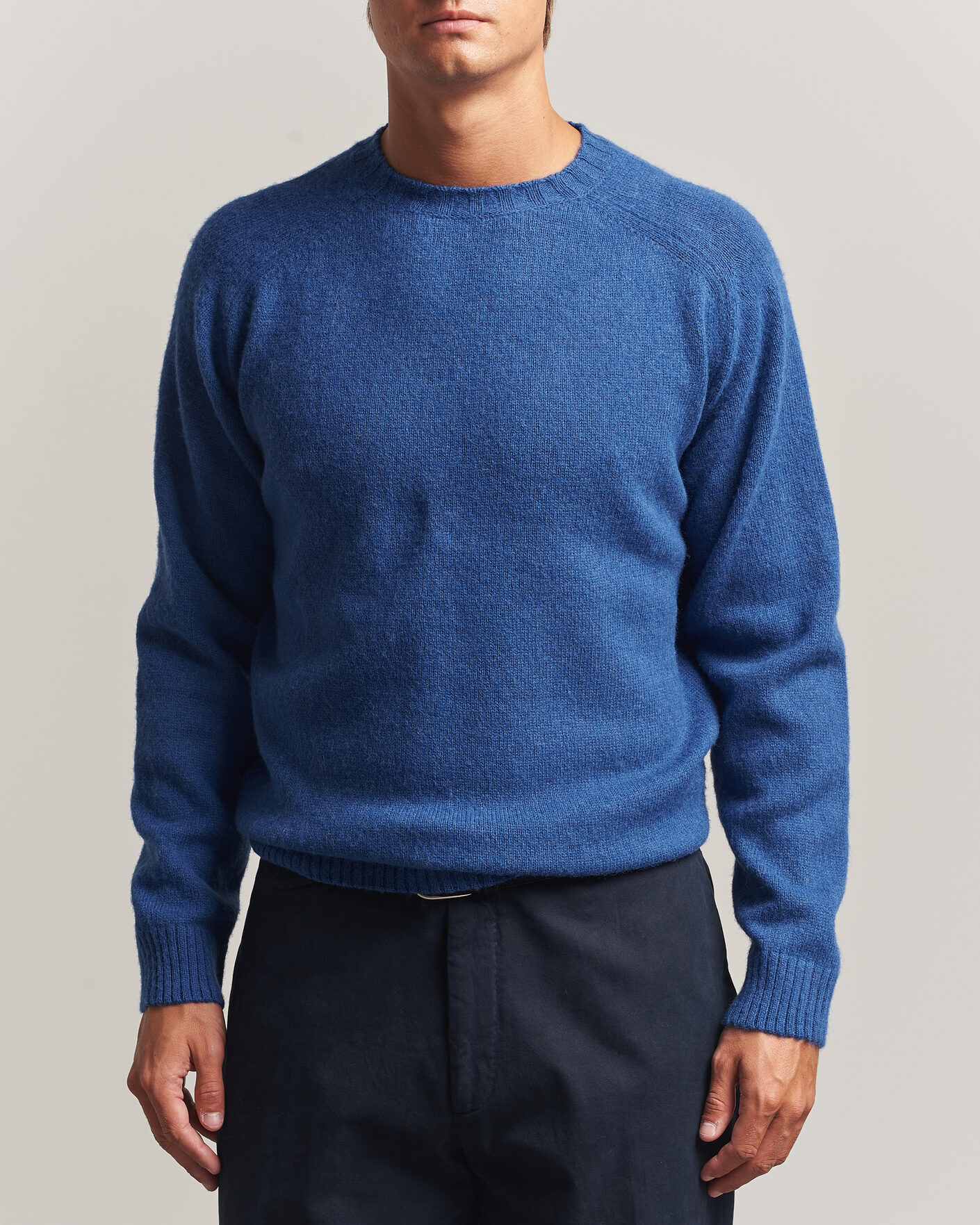 Herre | Trøjer | Morgano | Brushed Wool Crewneck High Blue
