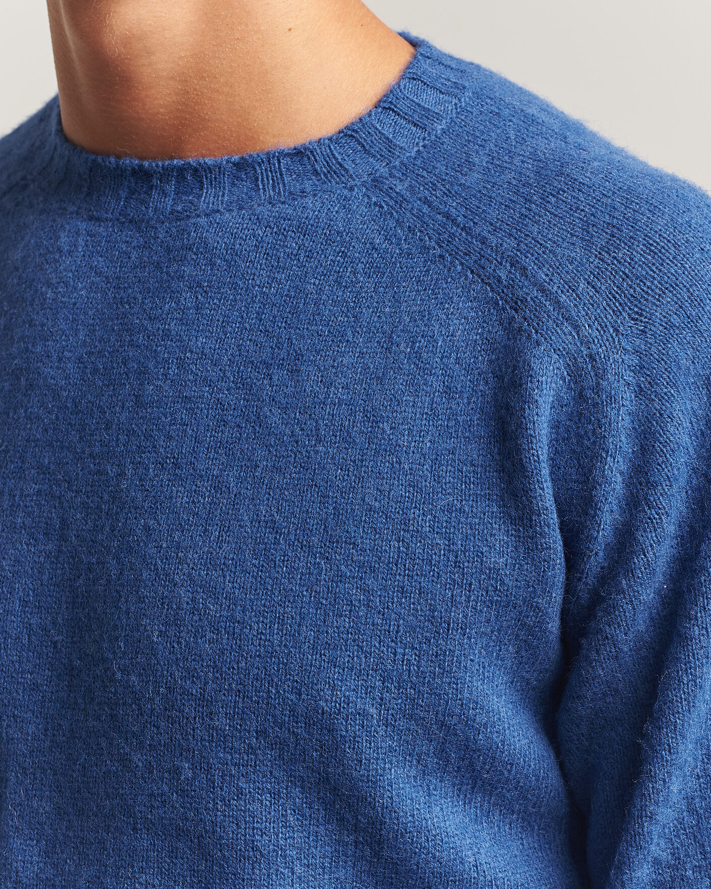 Herre | Trøjer | Morgano | Brushed Wool Crewneck High Blue