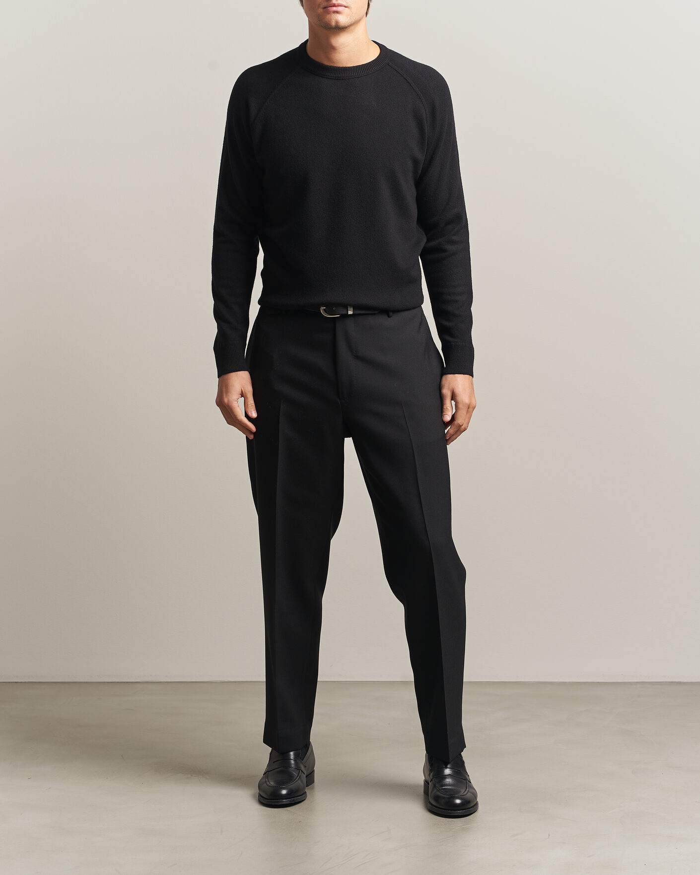 Herre | Trøjer | Morgano | Wool/Cashmere Raglan Crew Black