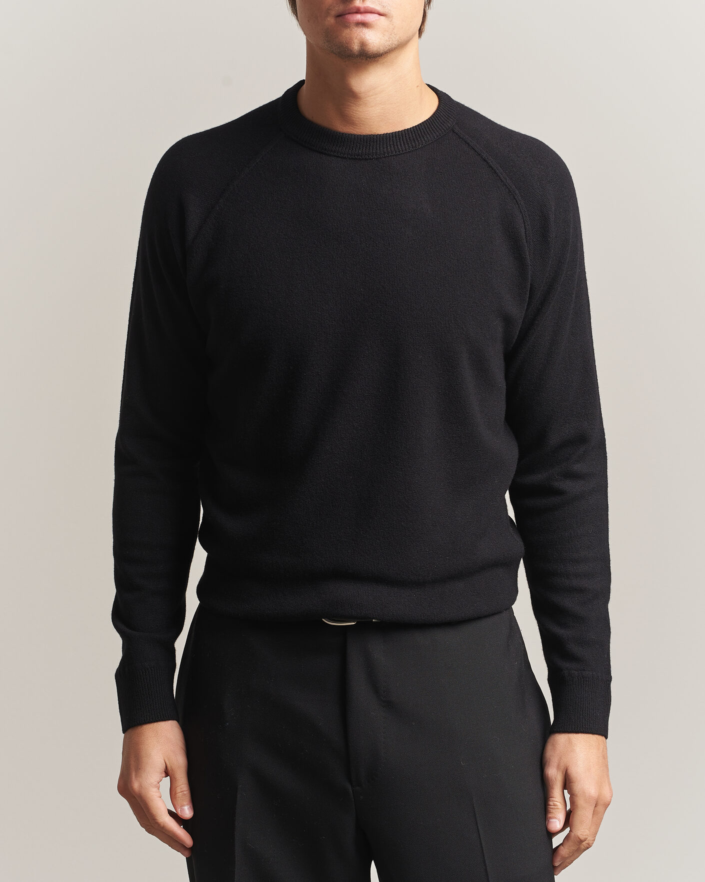 Herre | Trøjer | Morgano | Wool/Cashmere Raglan Crew Black
