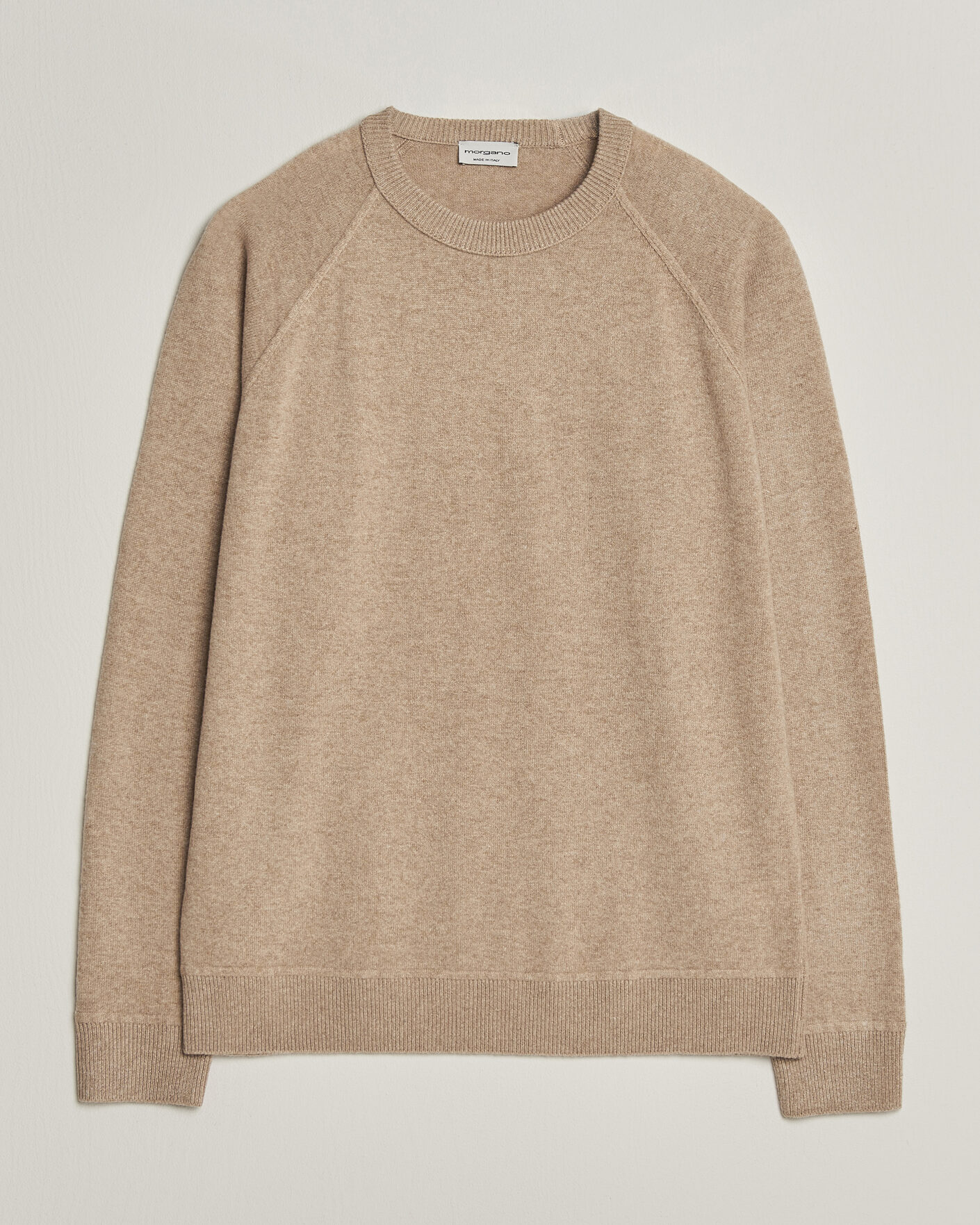 Herre | Trøjer | Morgano | Wool/Cashmere Raglan Crew Beige