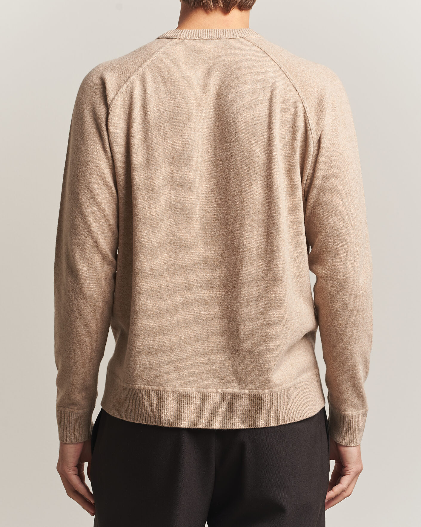 Herre | Trøjer | Morgano | Wool/Cashmere Raglan Crew Beige