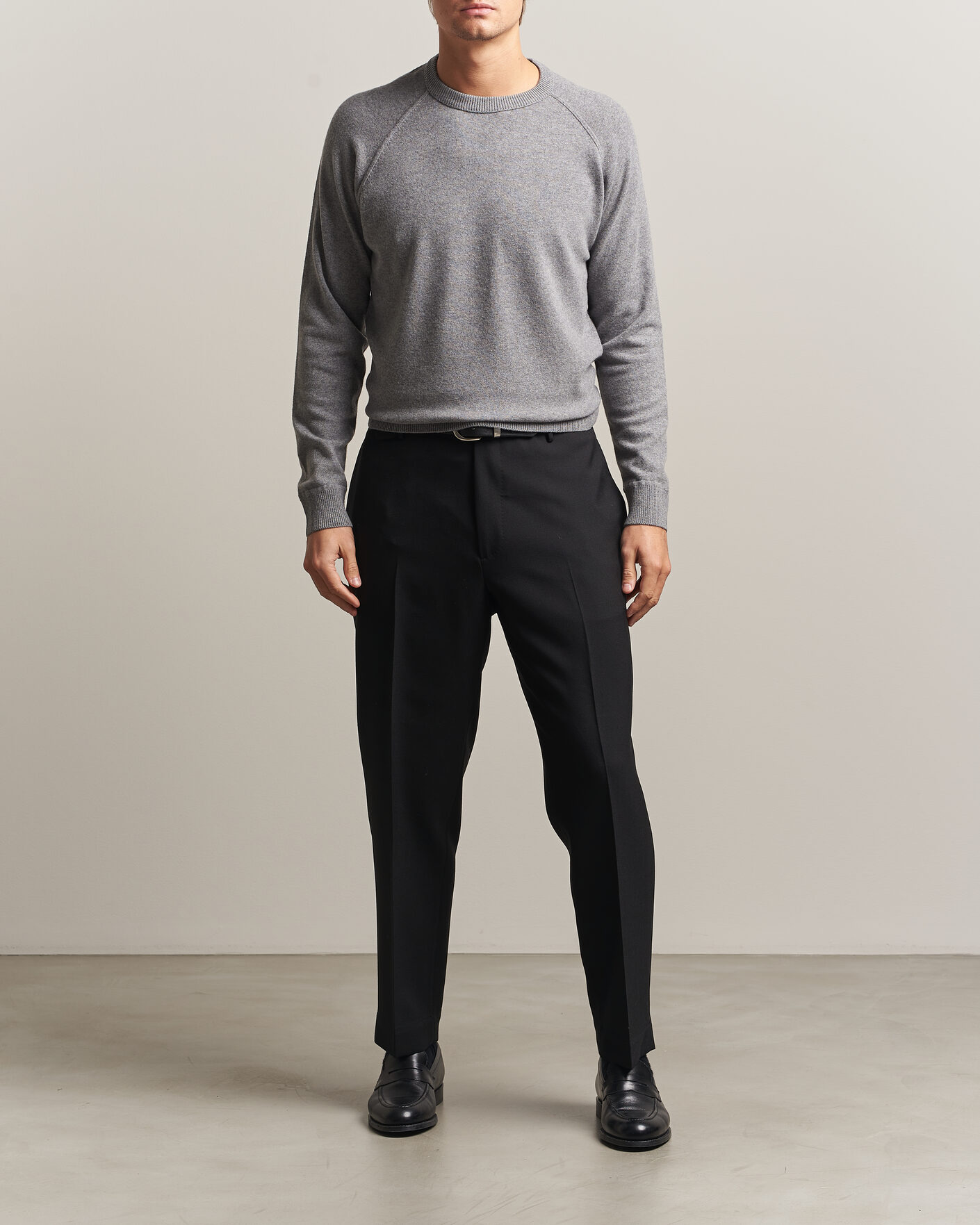 Herre | Trøjer | Morgano | Wool/Cashmere Raglan Crew Grey