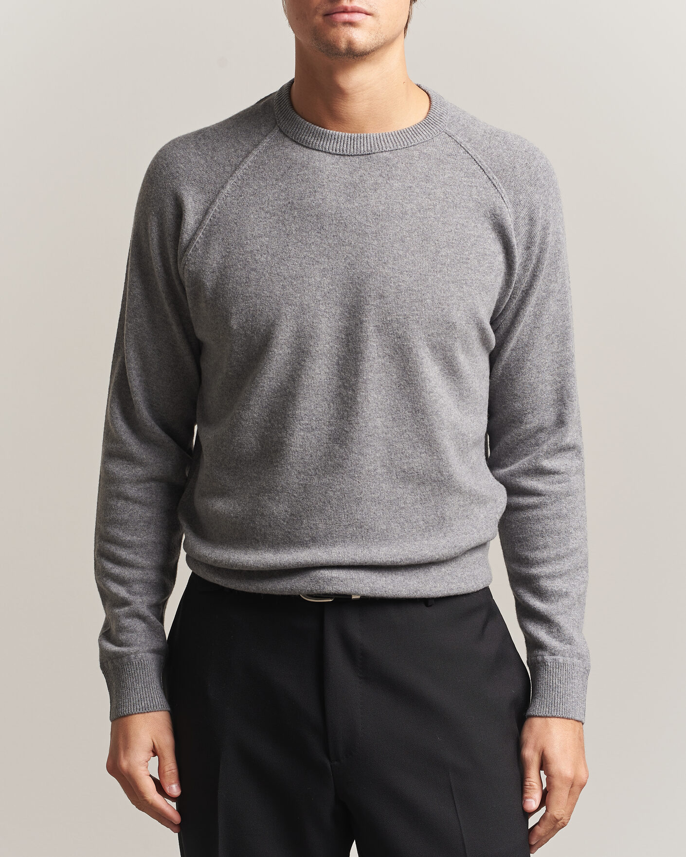 Herre | Trøjer | Morgano | Wool/Cashmere Raglan Crew Grey