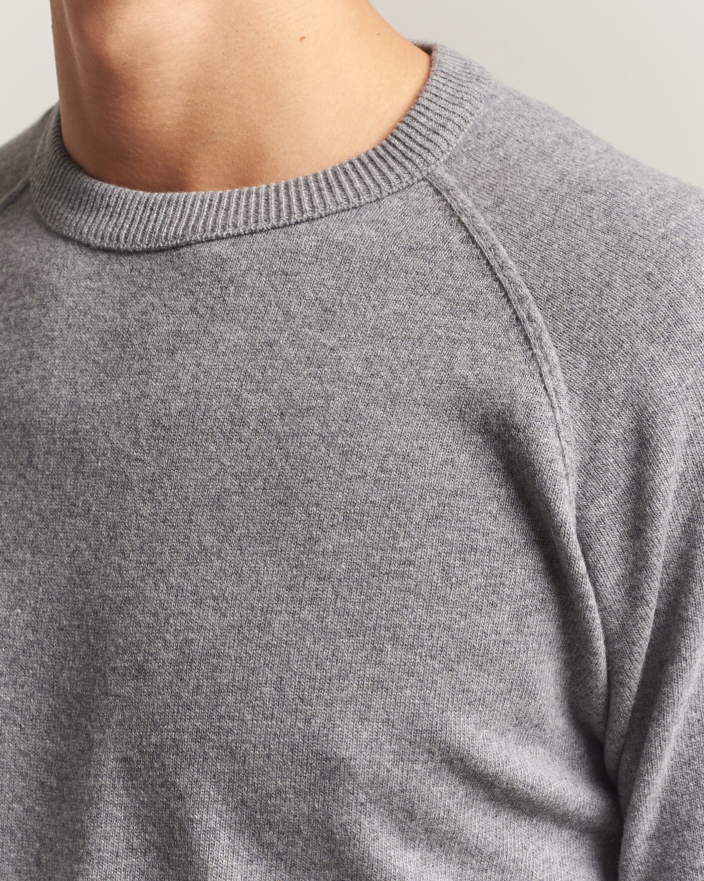 Herre | Trøjer | Morgano | Wool/Cashmere Raglan Crew Grey