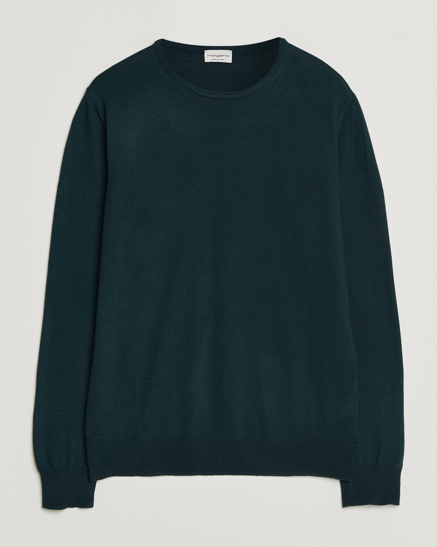 Herre | Trøjer | Morgano | Extra Fine Merino Wool Crewneck Bottle Green
