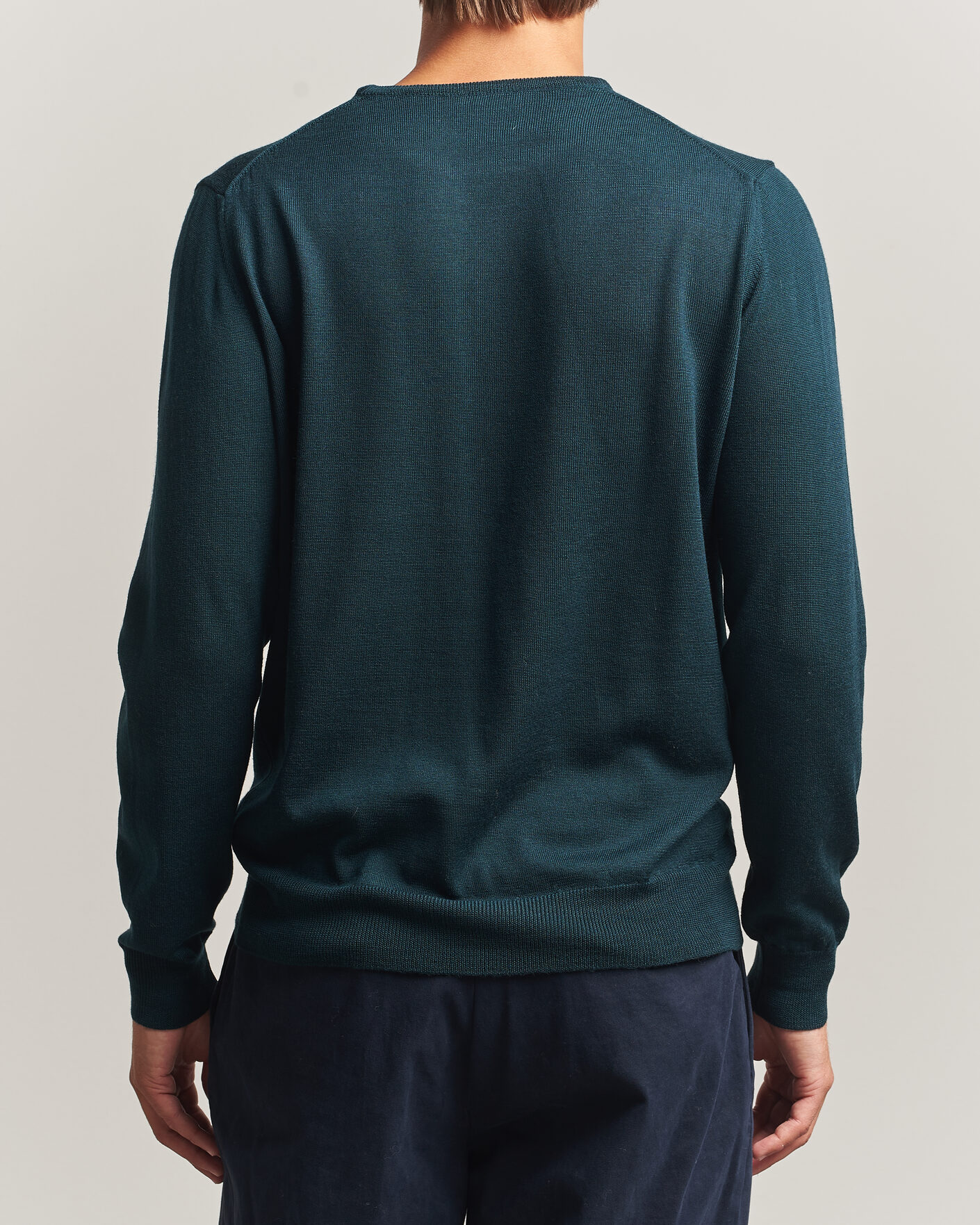Herre | Trøjer | Morgano | Extra Fine Merino Wool Crewneck Bottle Green