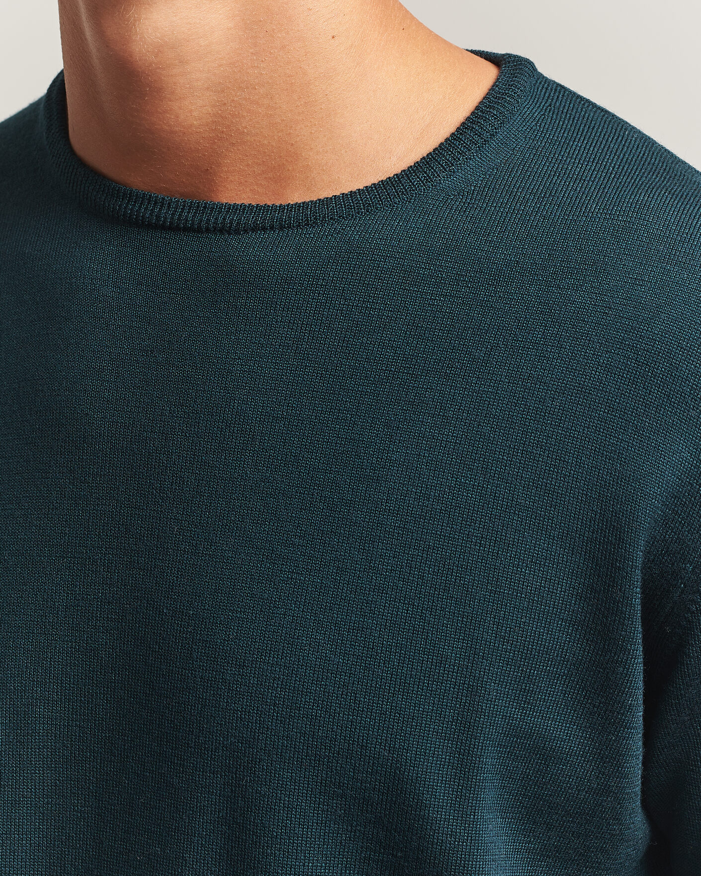 Herre | Trøjer | Morgano | Extra Fine Merino Wool Crewneck Bottle Green