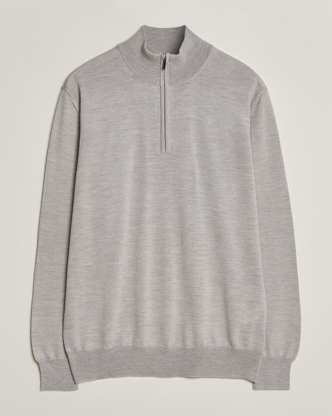 Herre | Trøjer | Morgano | Extra Fine Merino Wool Half-Zip Light Grey