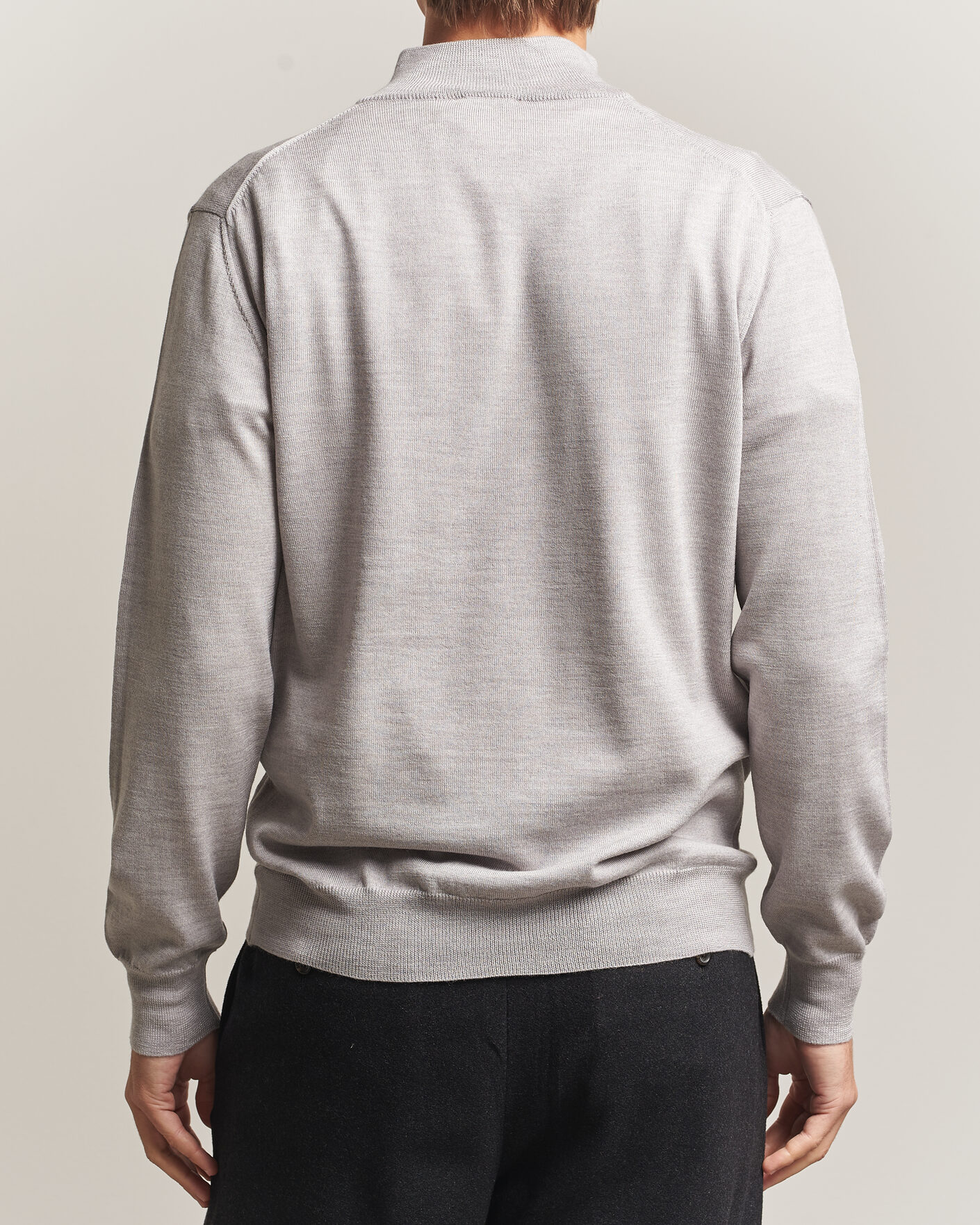Herre | Trøjer | Morgano | Extra Fine Merino Wool Half-Zip Light Grey