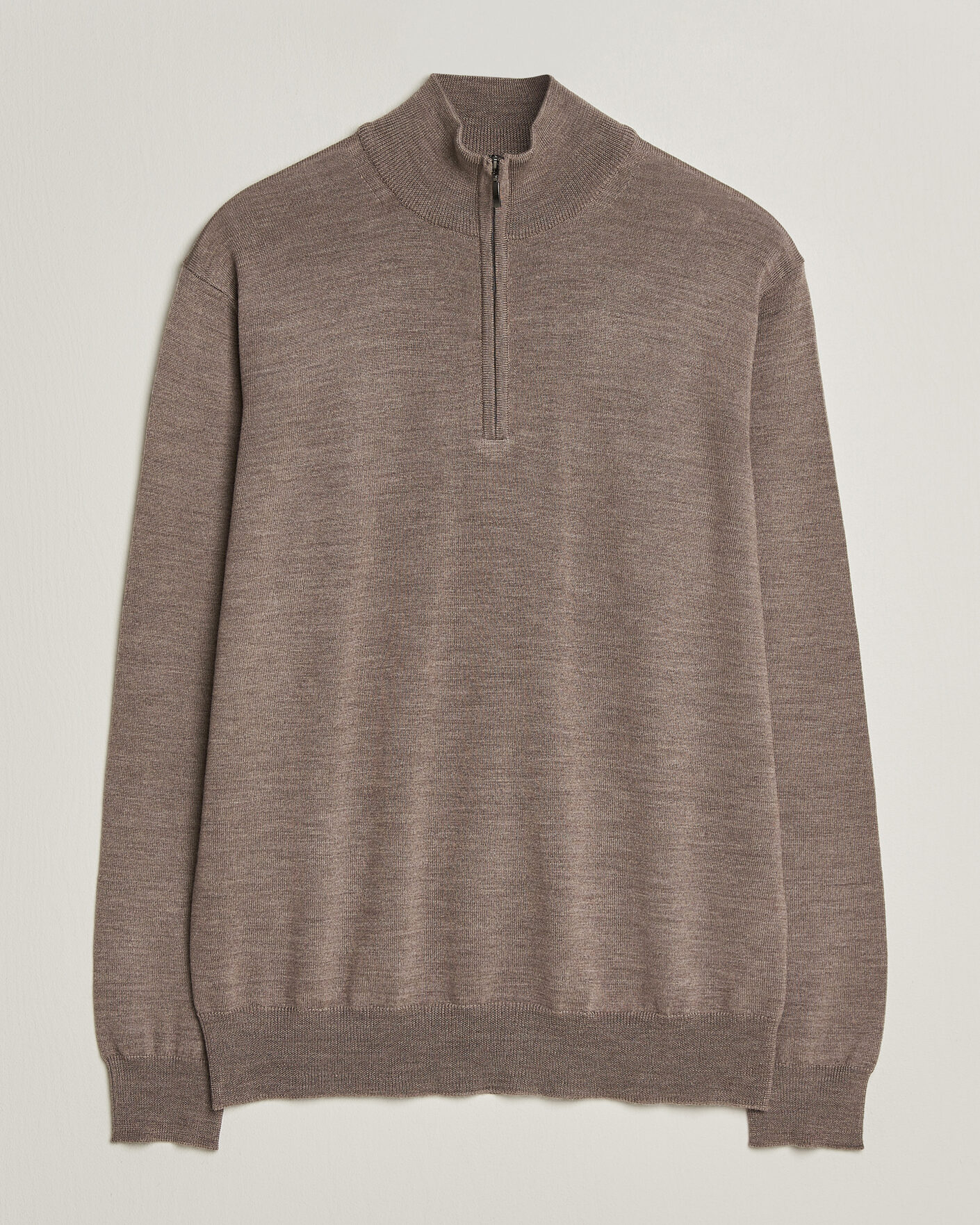 Herre | Trøjer | Morgano | Extra Fine Merino Wool Half-Zip Mid Brown