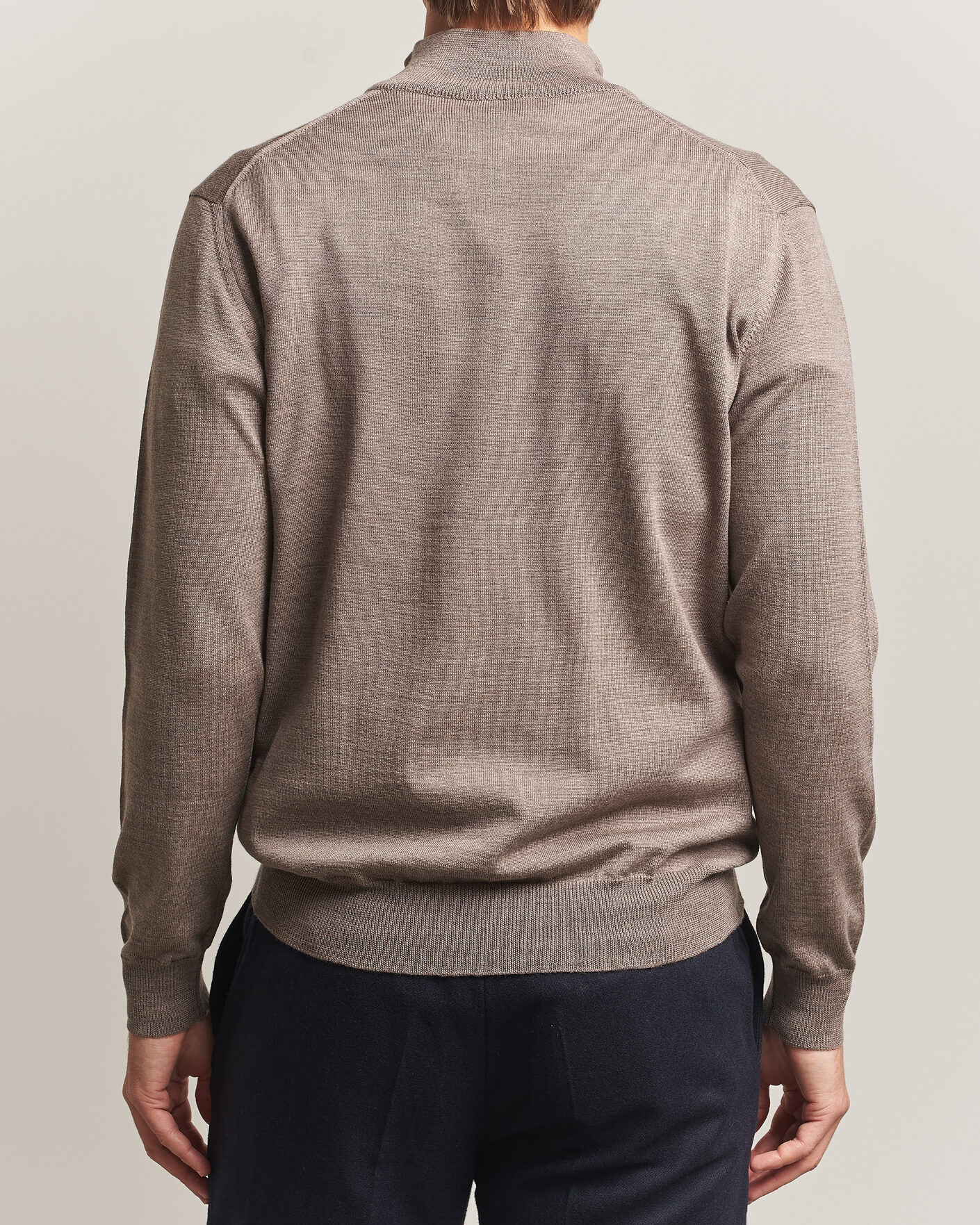 Herre | Trøjer | Morgano | Extra Fine Merino Wool Half-Zip Mid Brown