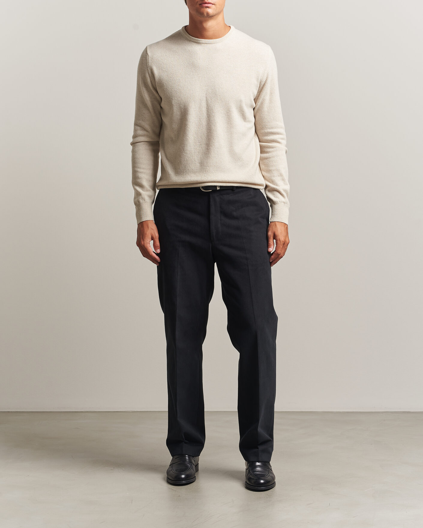 Herre | Trøjer | Morgano | Wool/Cashmere Crewneck Beige 