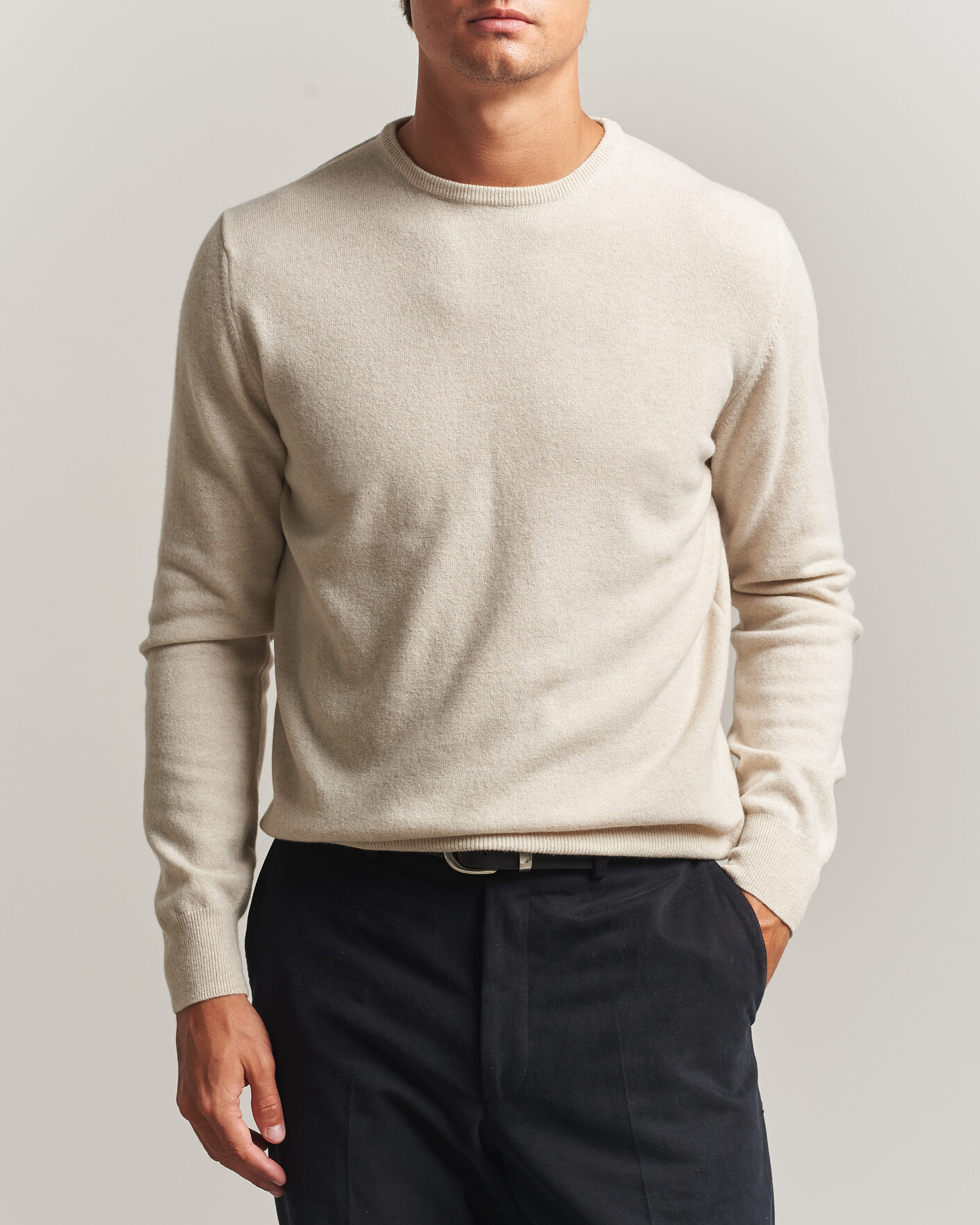Herre | Trøjer | Morgano | Wool/Cashmere Crewneck Beige 