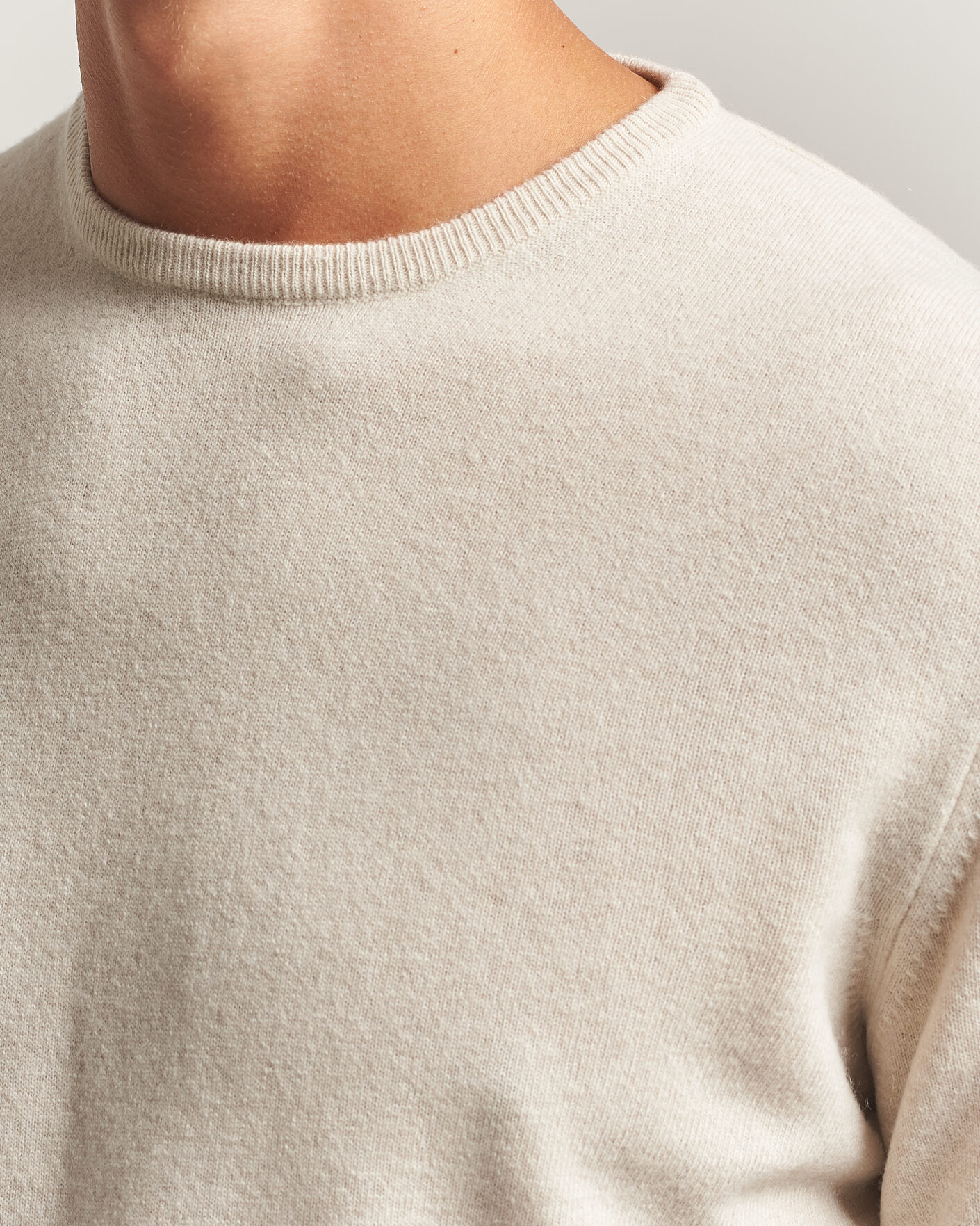 Herre | Trøjer | Morgano | Wool/Cashmere Crewneck Beige 