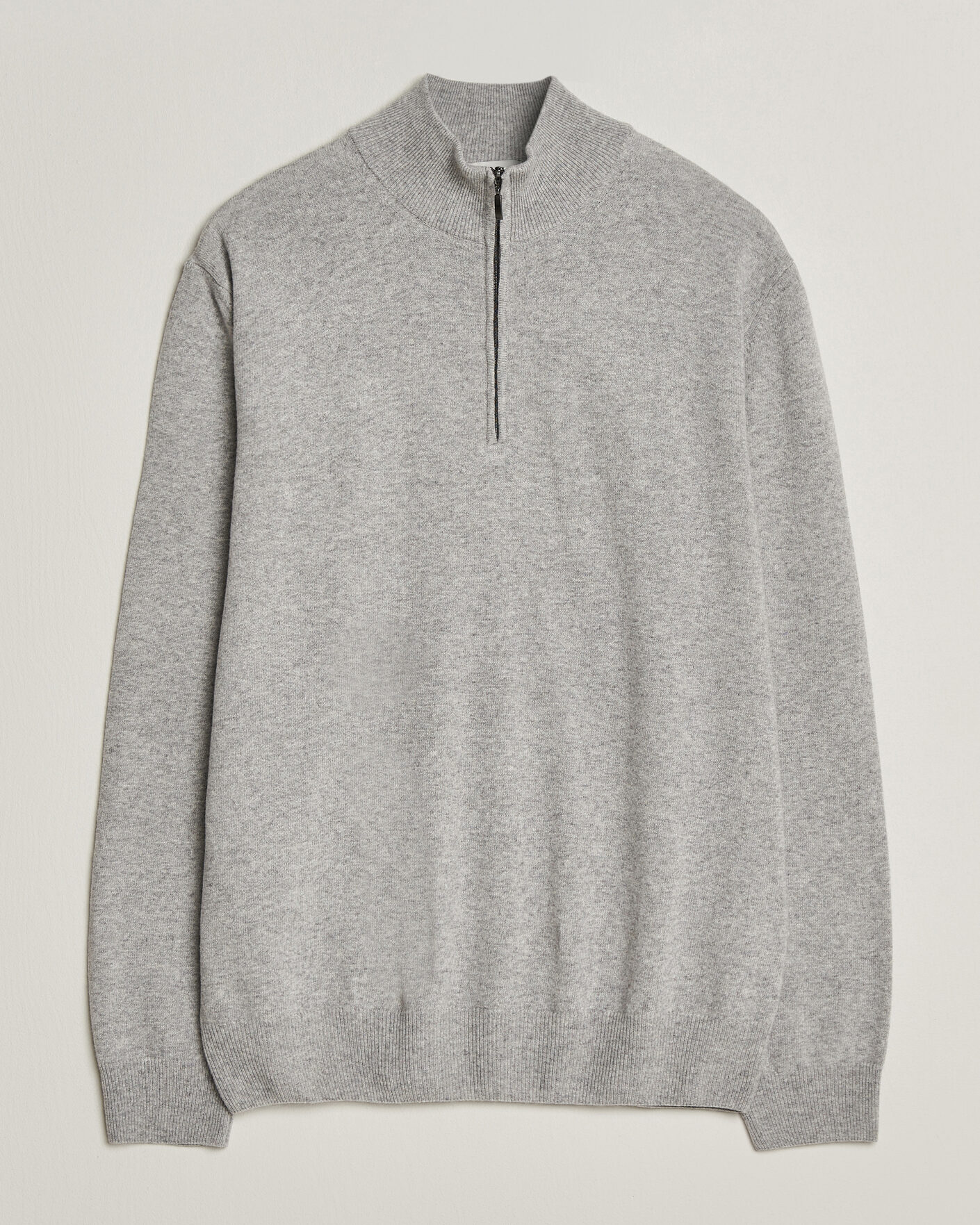 Herre | Trøjer | Morgano | Wool/Cashmere Half-Zip Mid Grey