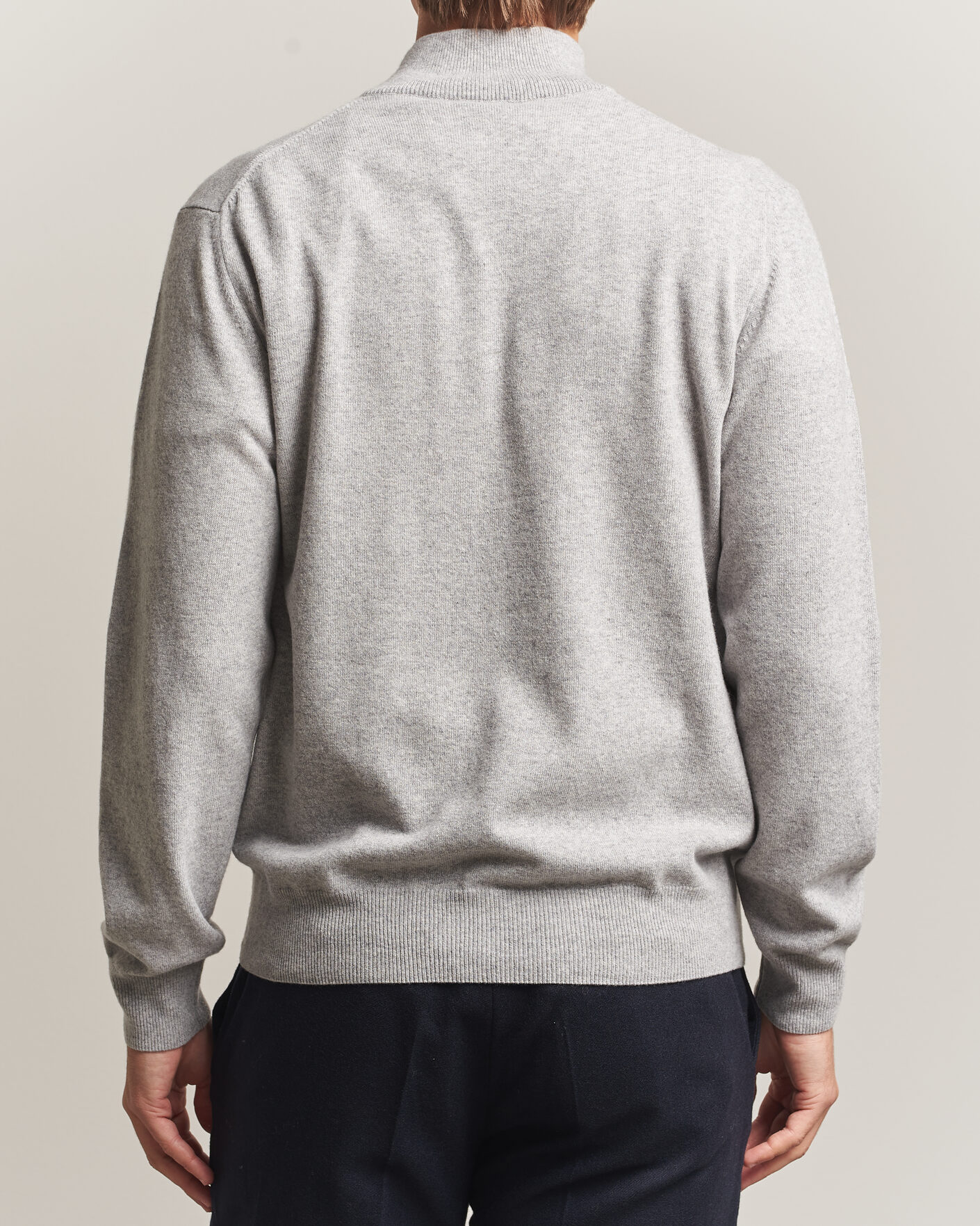 Herre | Trøjer | Morgano | Wool/Cashmere Half-Zip Mid Grey