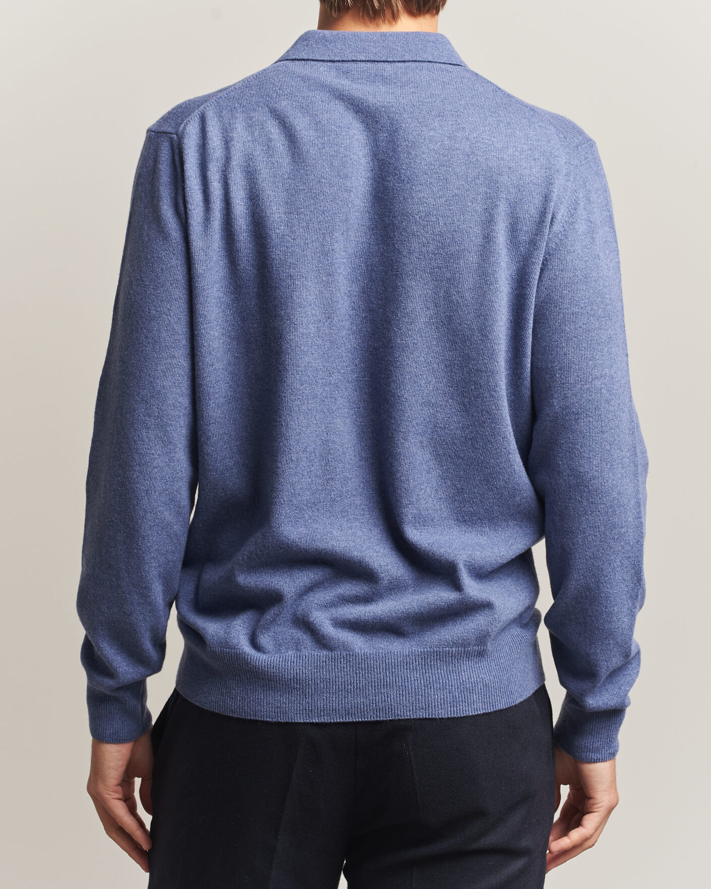 Herre | Trøjer | Morgano | Wool/Cashmere Polo Mid Blue