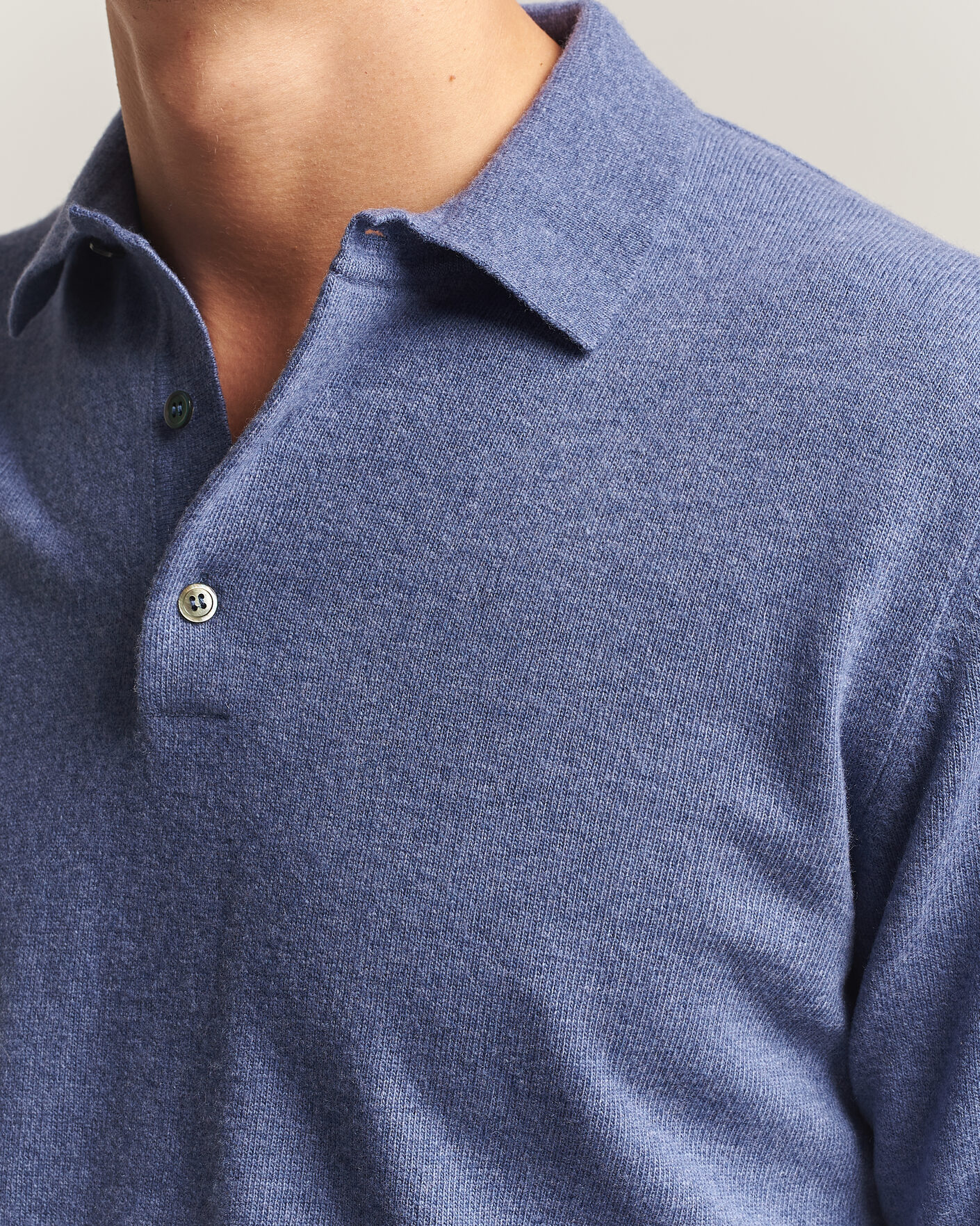 Herre | Trøjer | Morgano | Wool/Cashmere Polo Mid Blue