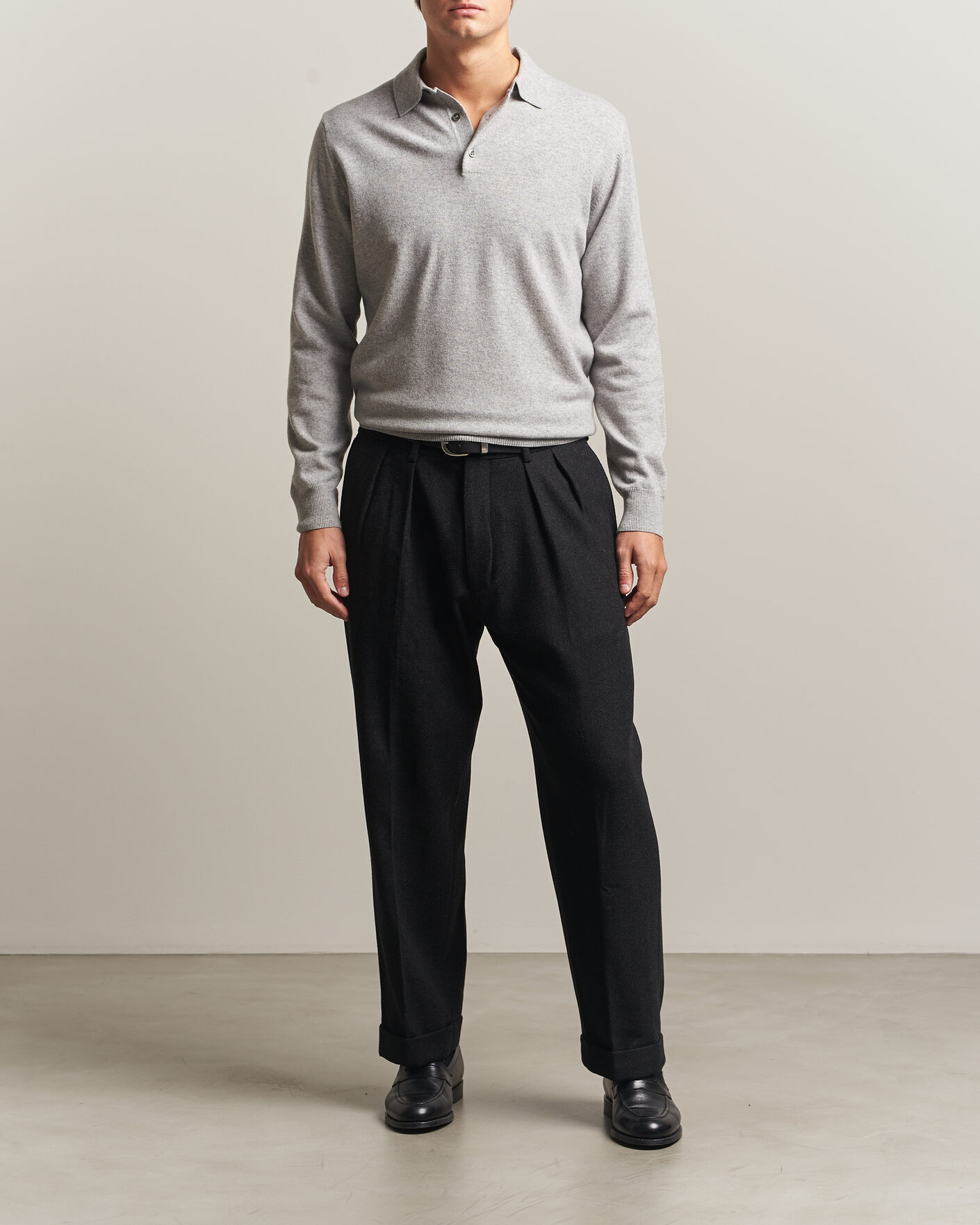 Herre | Trøjer | Morgano | Wool/Cashmere Polo Mid Grey