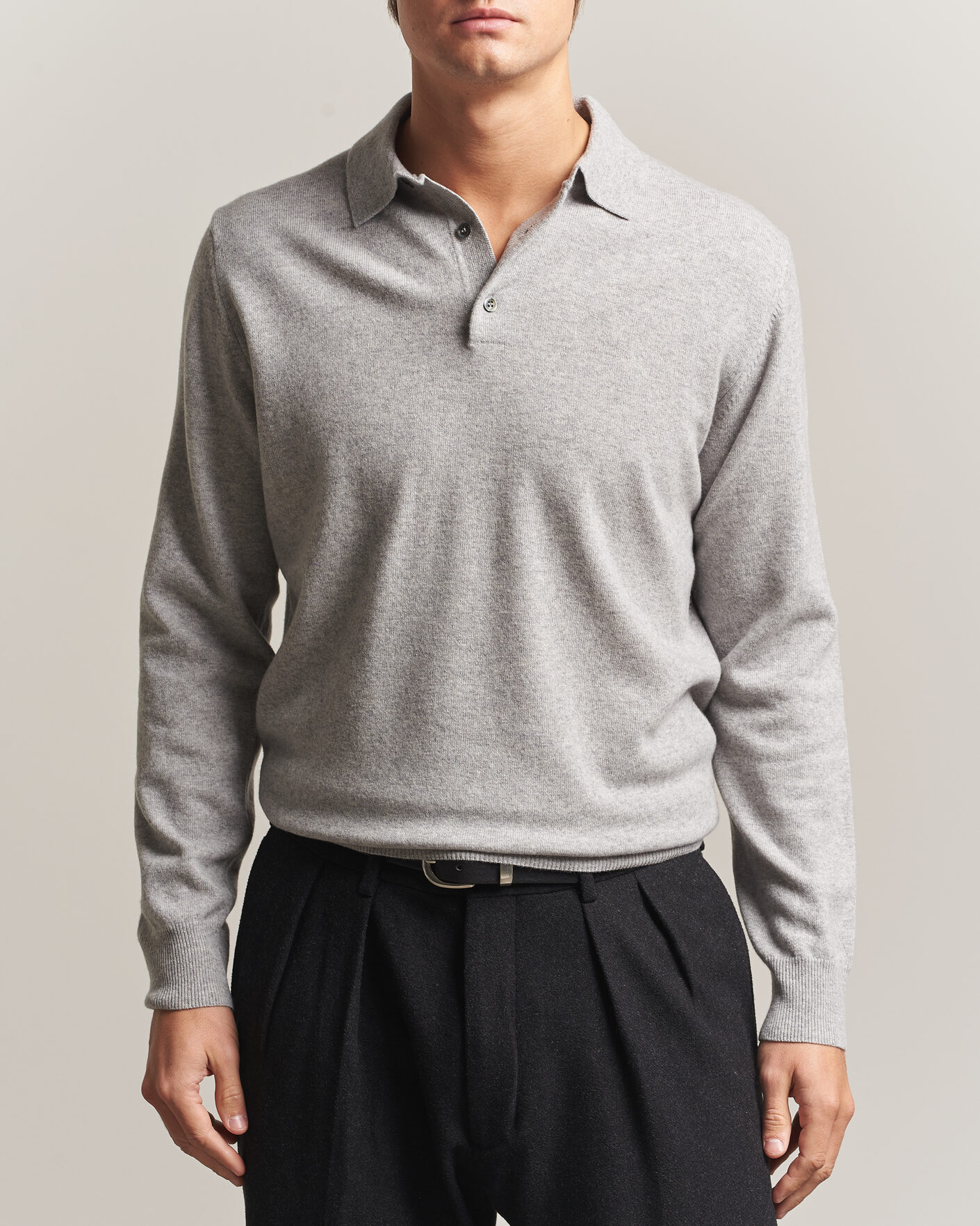 Herre | Trøjer | Morgano | Wool/Cashmere Polo Mid Grey