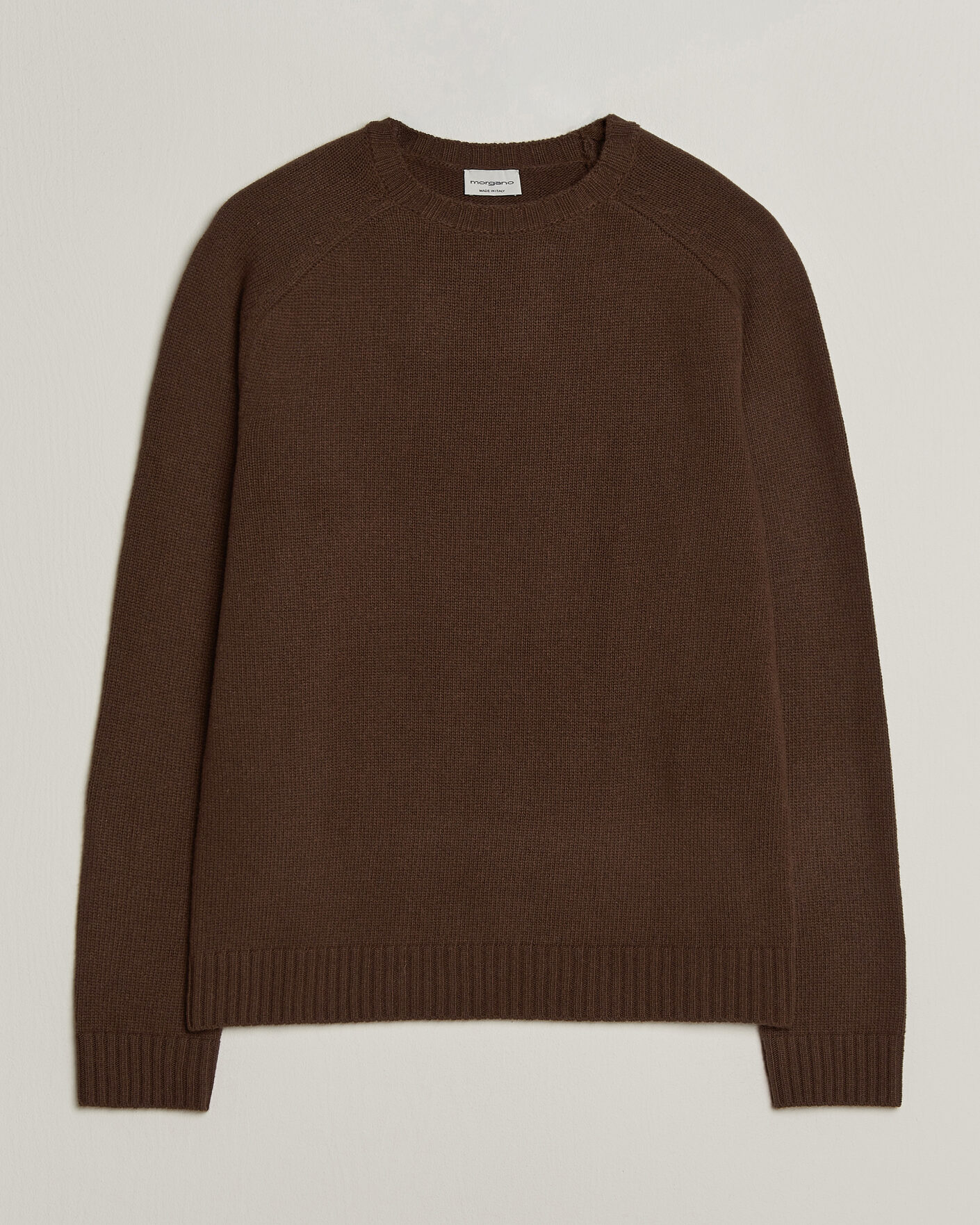 Herre | Trøjer | Morgano | Heavy Knitted Wool/Cashmere Crewneck Dark Brown