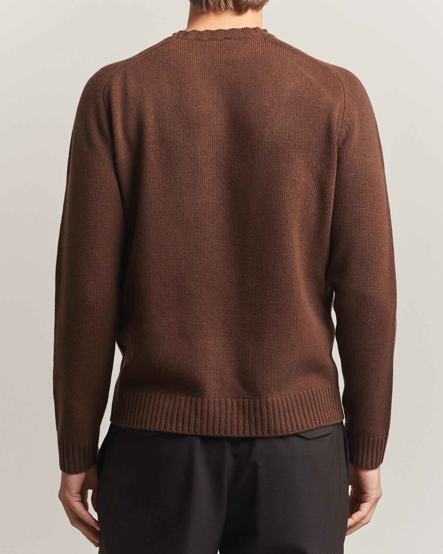 Herre | Trøjer | Morgano | Heavy Knitted Wool/Cashmere Crewneck Dark Brown