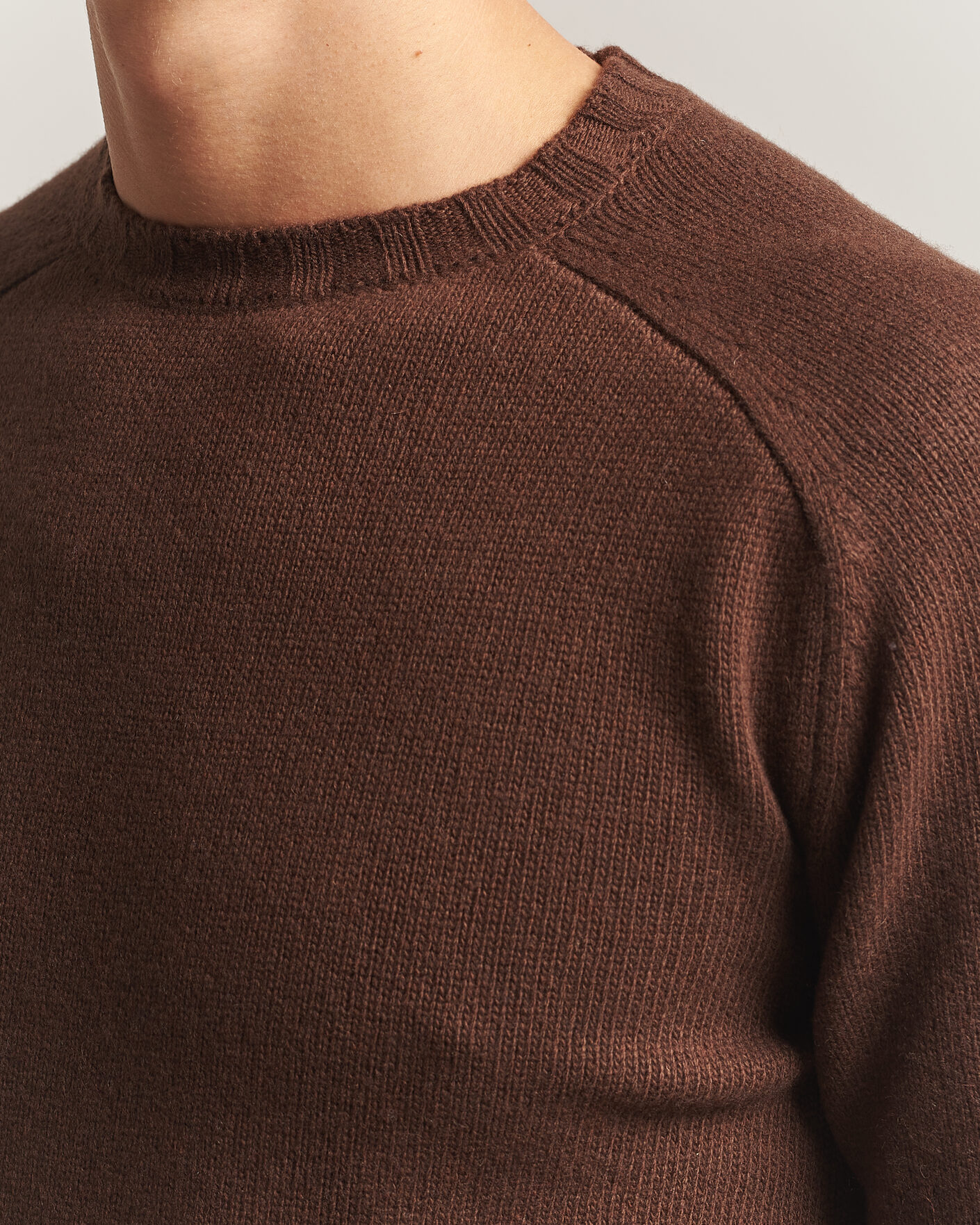 Herre | Trøjer | Morgano | Heavy Knitted Wool/Cashmere Crewneck Dark Brown
