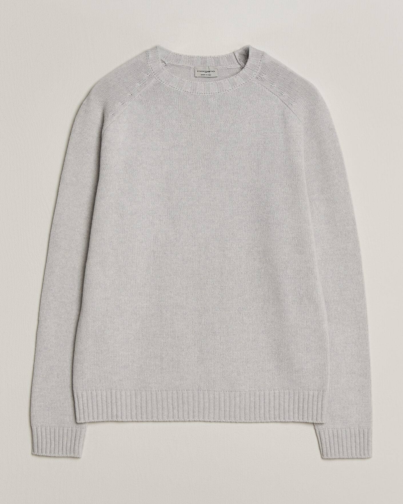 Herre | Trøjer | Morgano | Heavy Knitted Wool/Cashmere Crewneck Light Grey