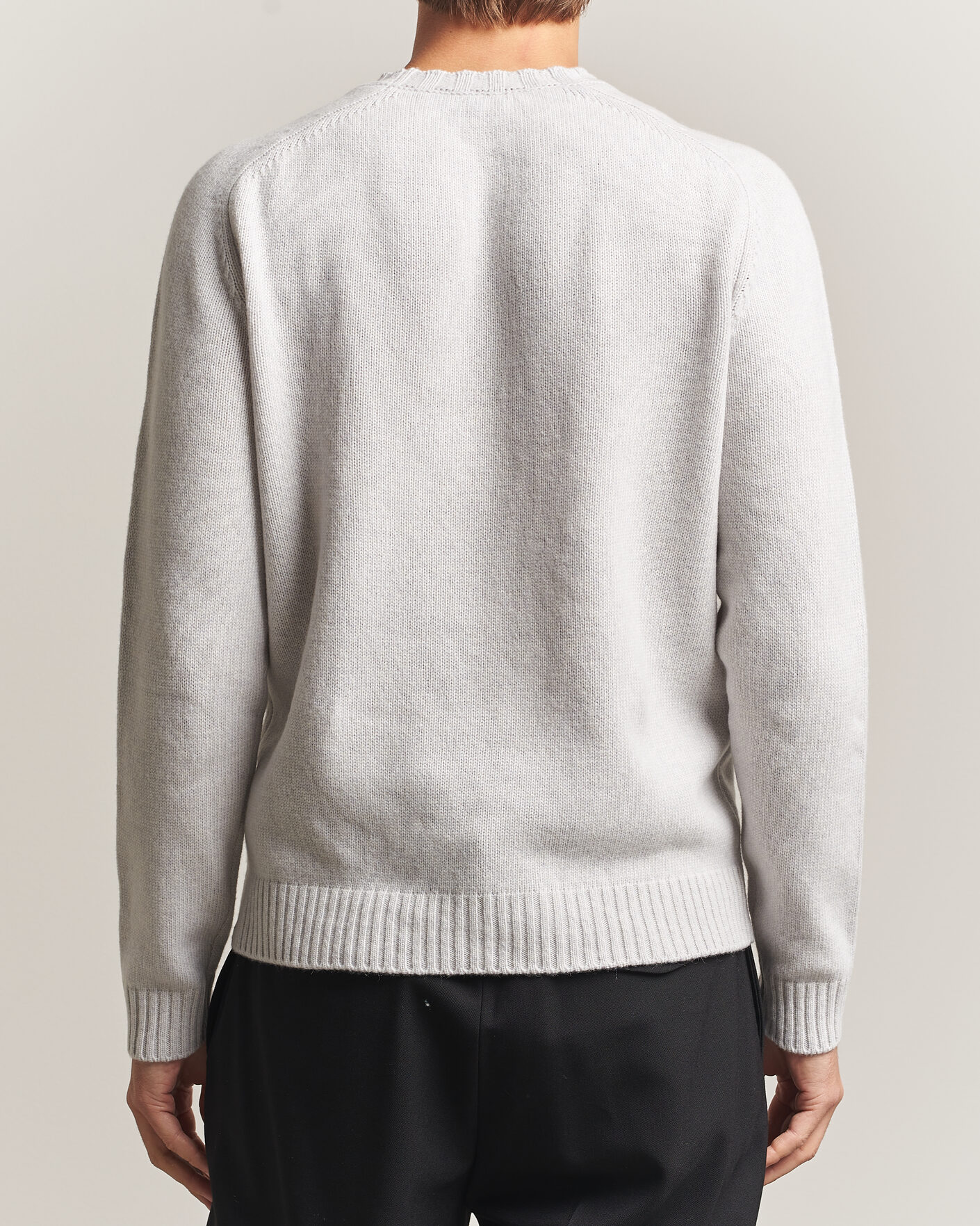 Herre | Trøjer | Morgano | Heavy Knitted Wool/Cashmere Crewneck Light Grey