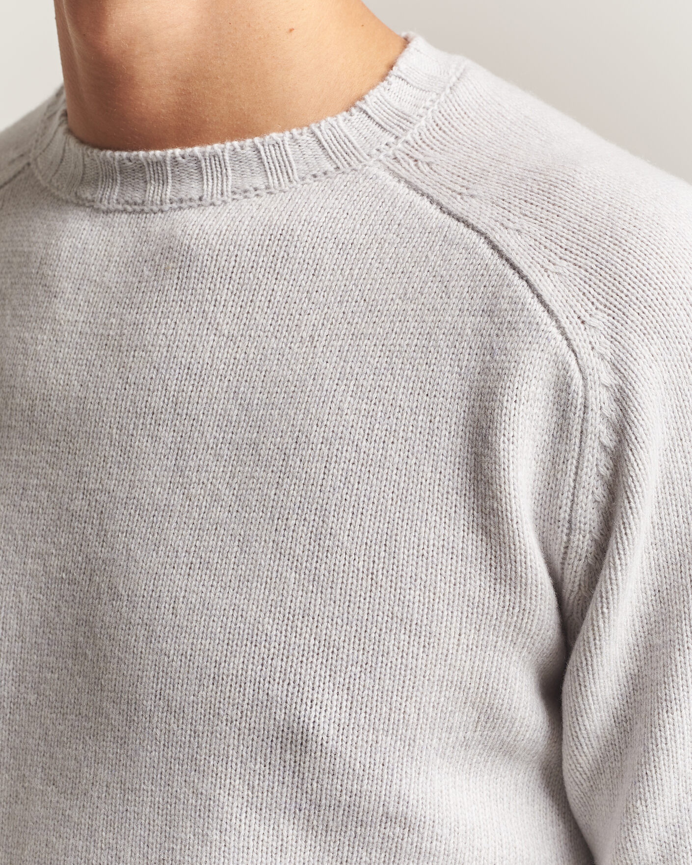 Herre | Trøjer | Morgano | Heavy Knitted Wool/Cashmere Crewneck Light Grey