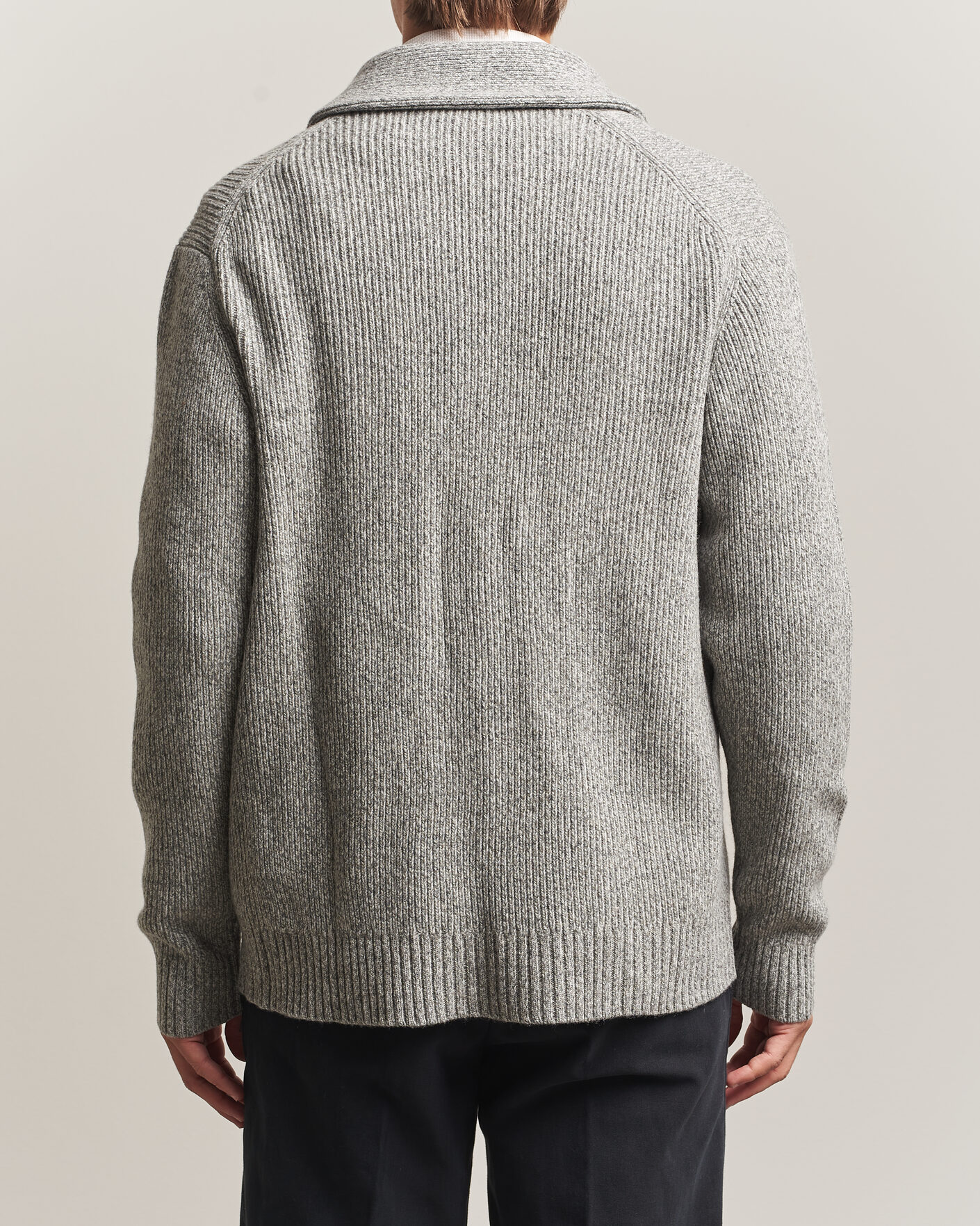 Herre | Trøjer | Charles Tyrwhitt | Chunky Merino Shawl Neck Cardigan Grey