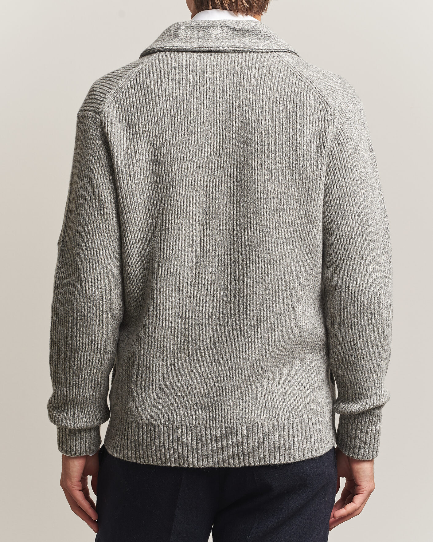 Herre | Trøjer | Charles Tyrwhitt | Chunky Merino Shawl Neck Cardigan Grey
