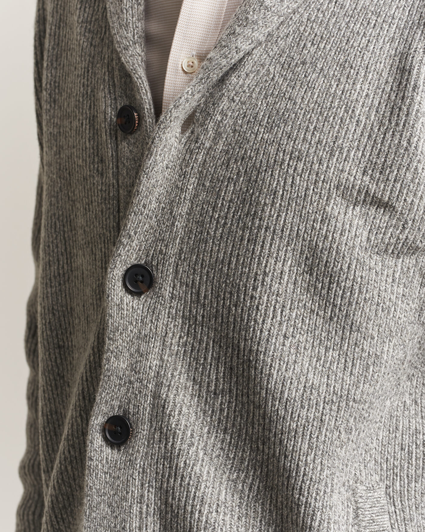 Herre | Trøjer | Charles Tyrwhitt | Chunky Merino Shawl Neck Cardigan Grey