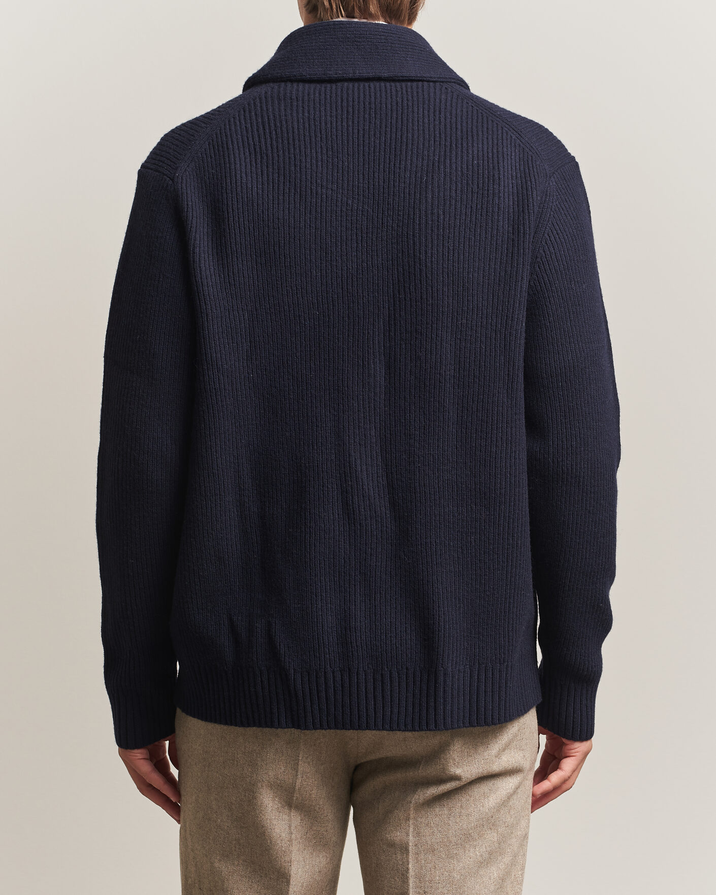 Herre | Trøjer | Charles Tyrwhitt | Chunky Merino Shawl Neck Cardigan Navy