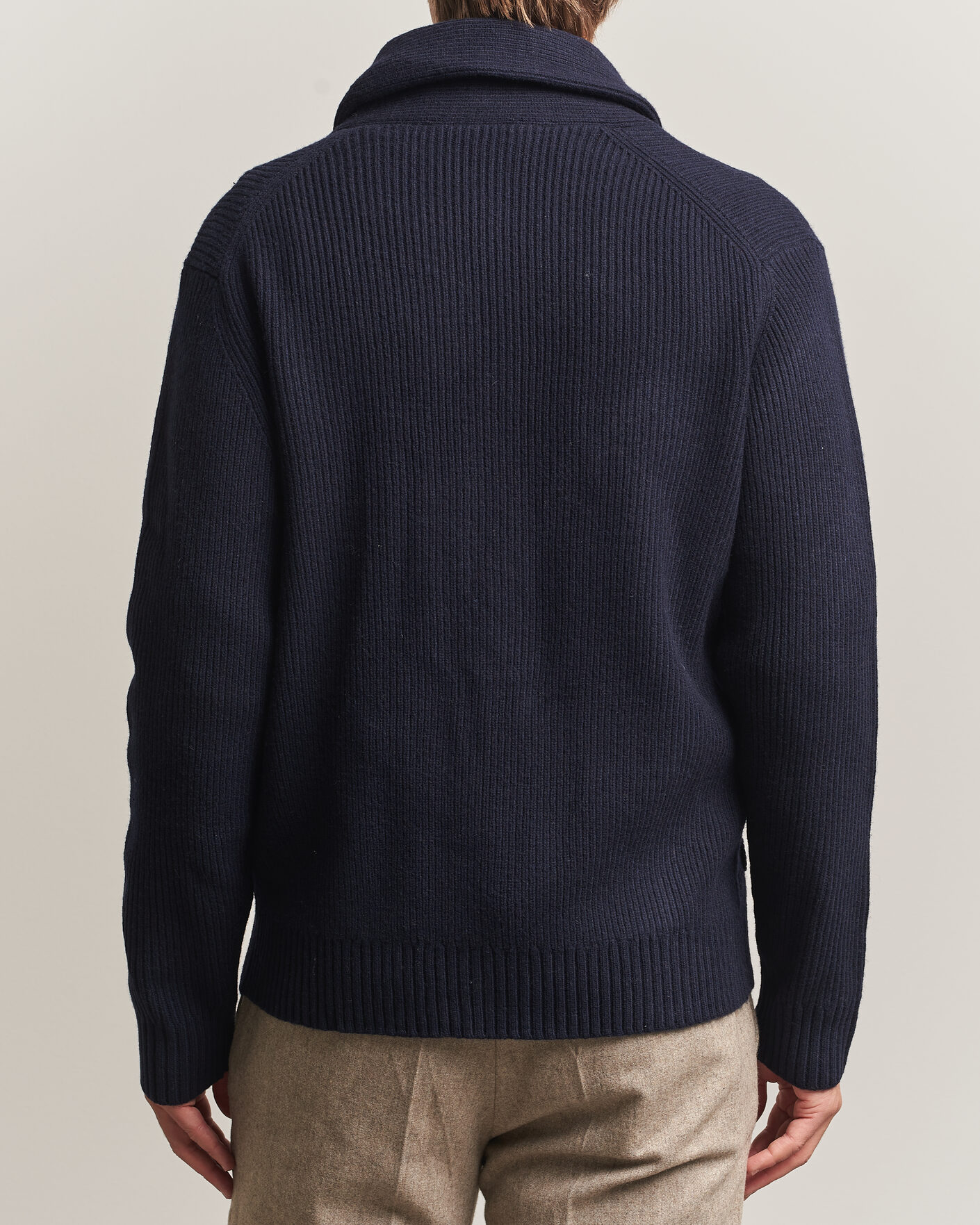 Herre | Trøjer | Charles Tyrwhitt | Chunky Merino Shawl Neck Cardigan Navy