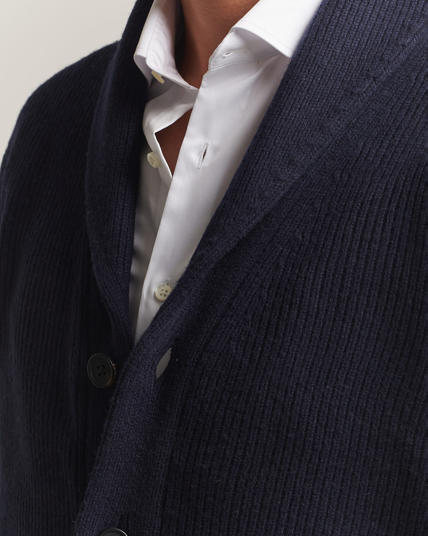 Herre | Trøjer | Charles Tyrwhitt | Chunky Merino Shawl Neck Cardigan Navy