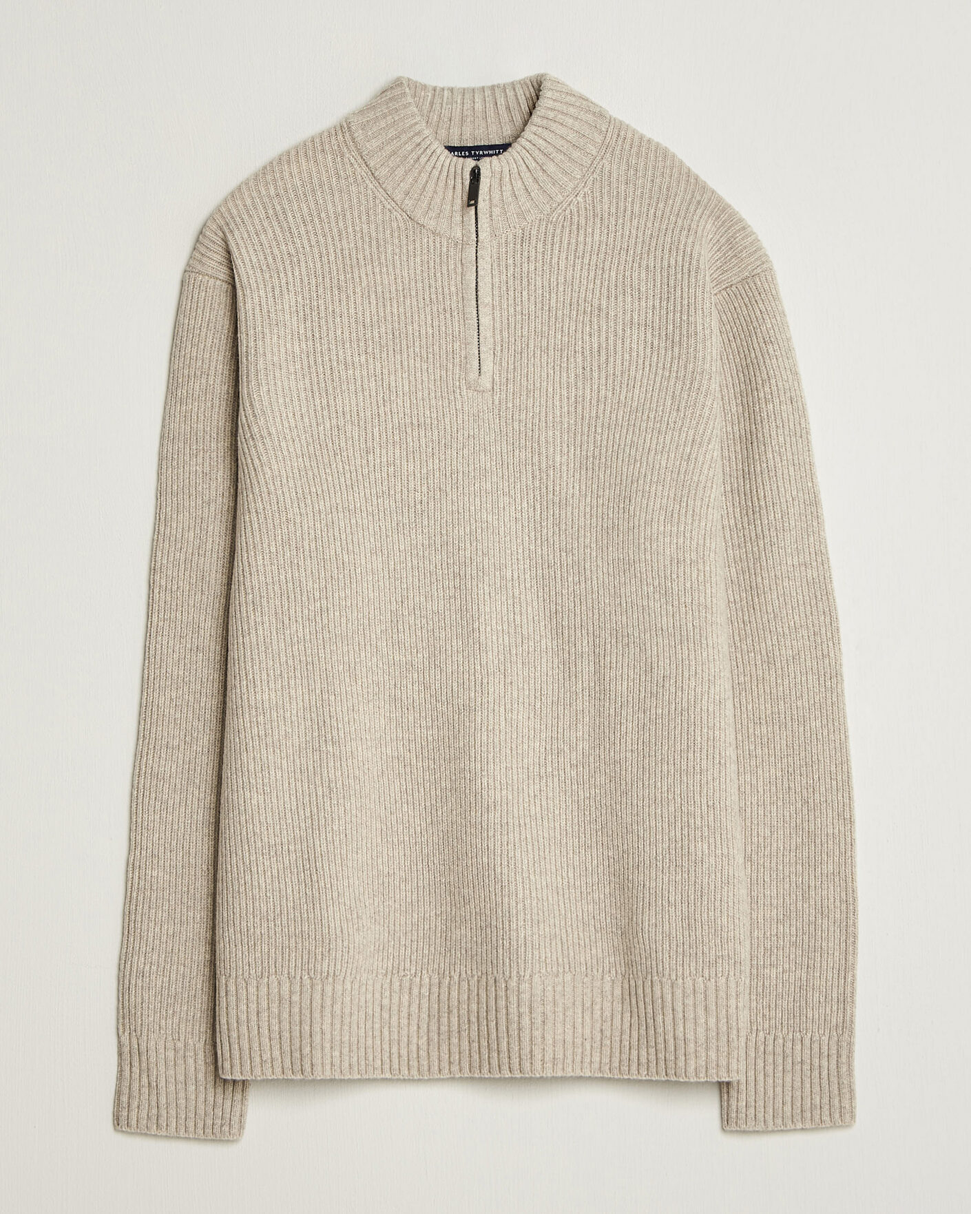 Herre | Trøjer | Charles Tyrwhitt | Chunky Merino Zip Neck Oat