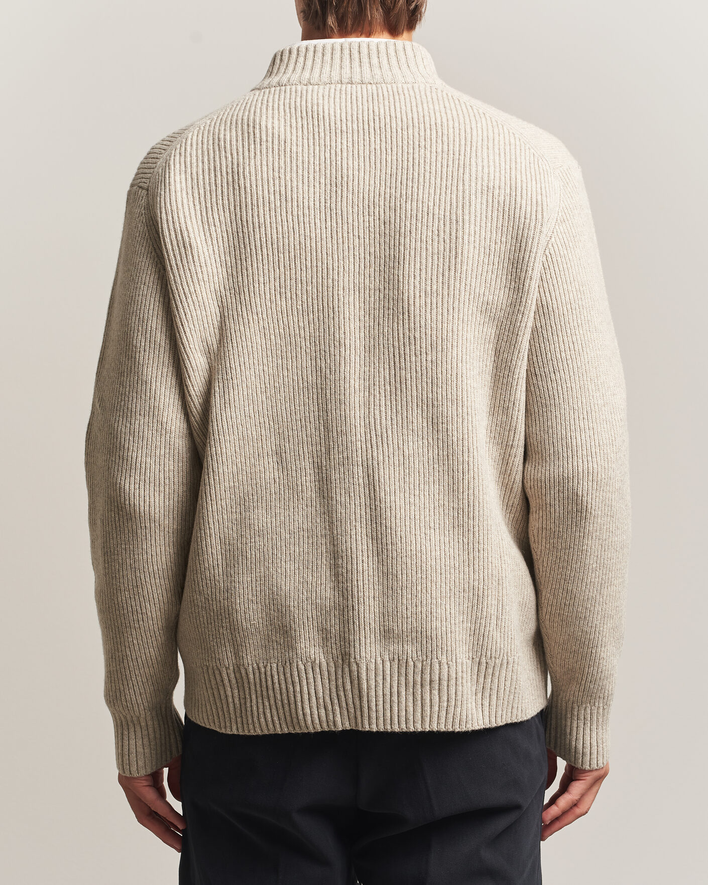 Herre | Trøjer | Charles Tyrwhitt | Chunky Merino Zip Neck Oat