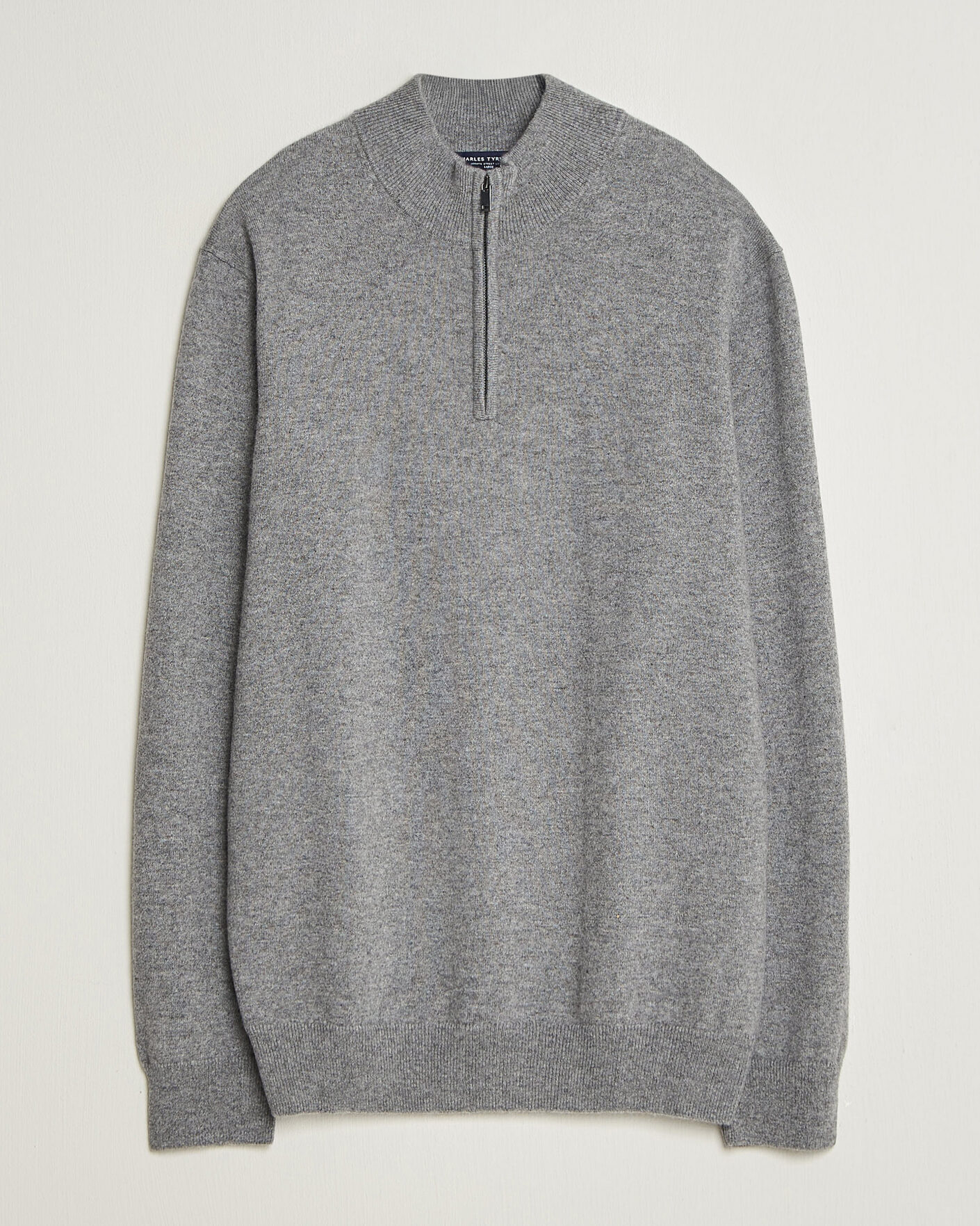 Herre | Trøjer | Charles Tyrwhitt | Pure Cashmere Zip Neck Jumper Grey