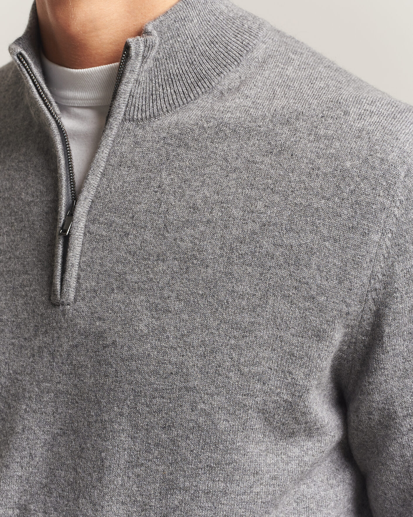 Herre | Trøjer | Charles Tyrwhitt | Pure Cashmere Zip Neck Jumper Grey