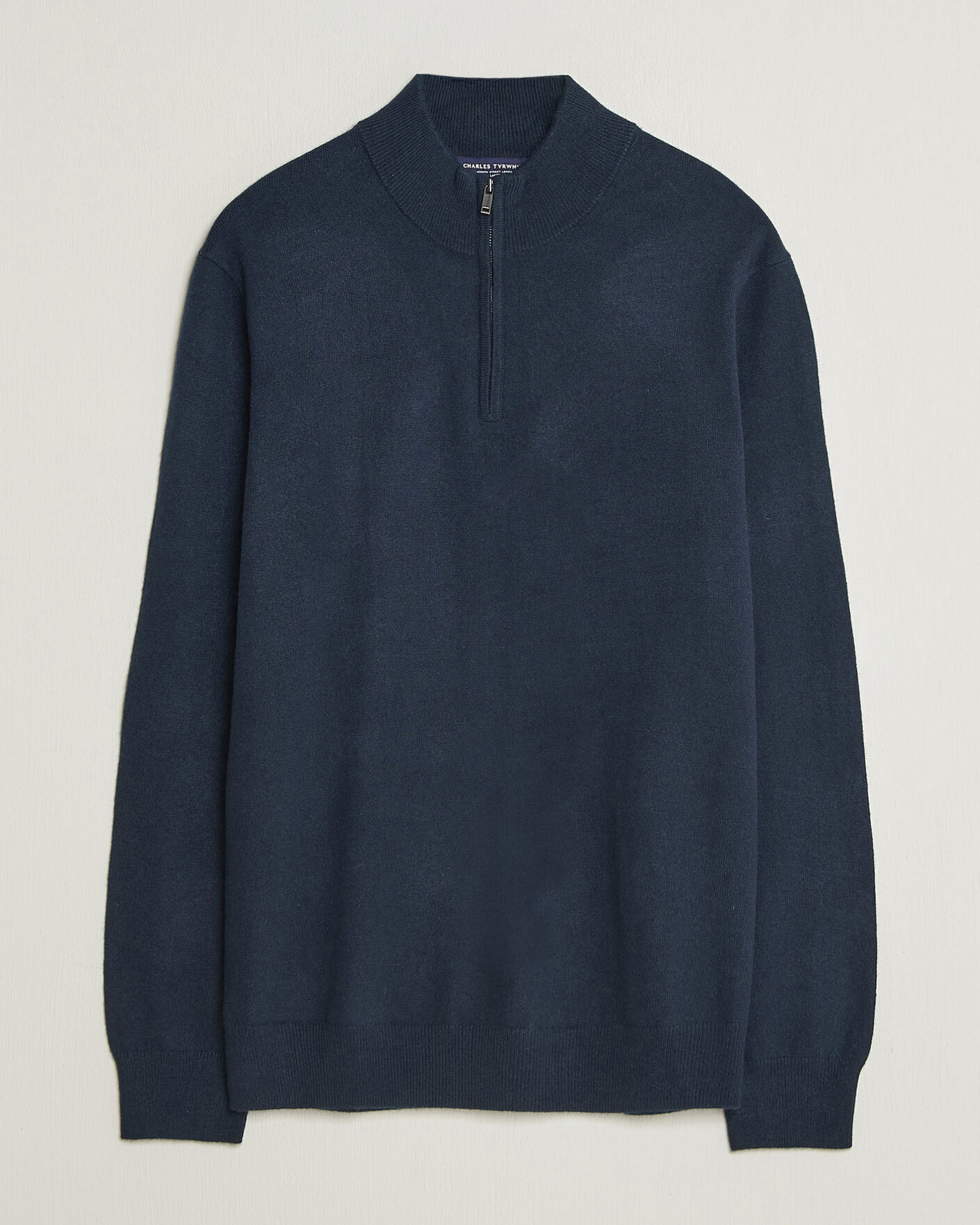 Herre | Trøjer | Charles Tyrwhitt | Pure Cashmere Zip Neck Jumper Navy